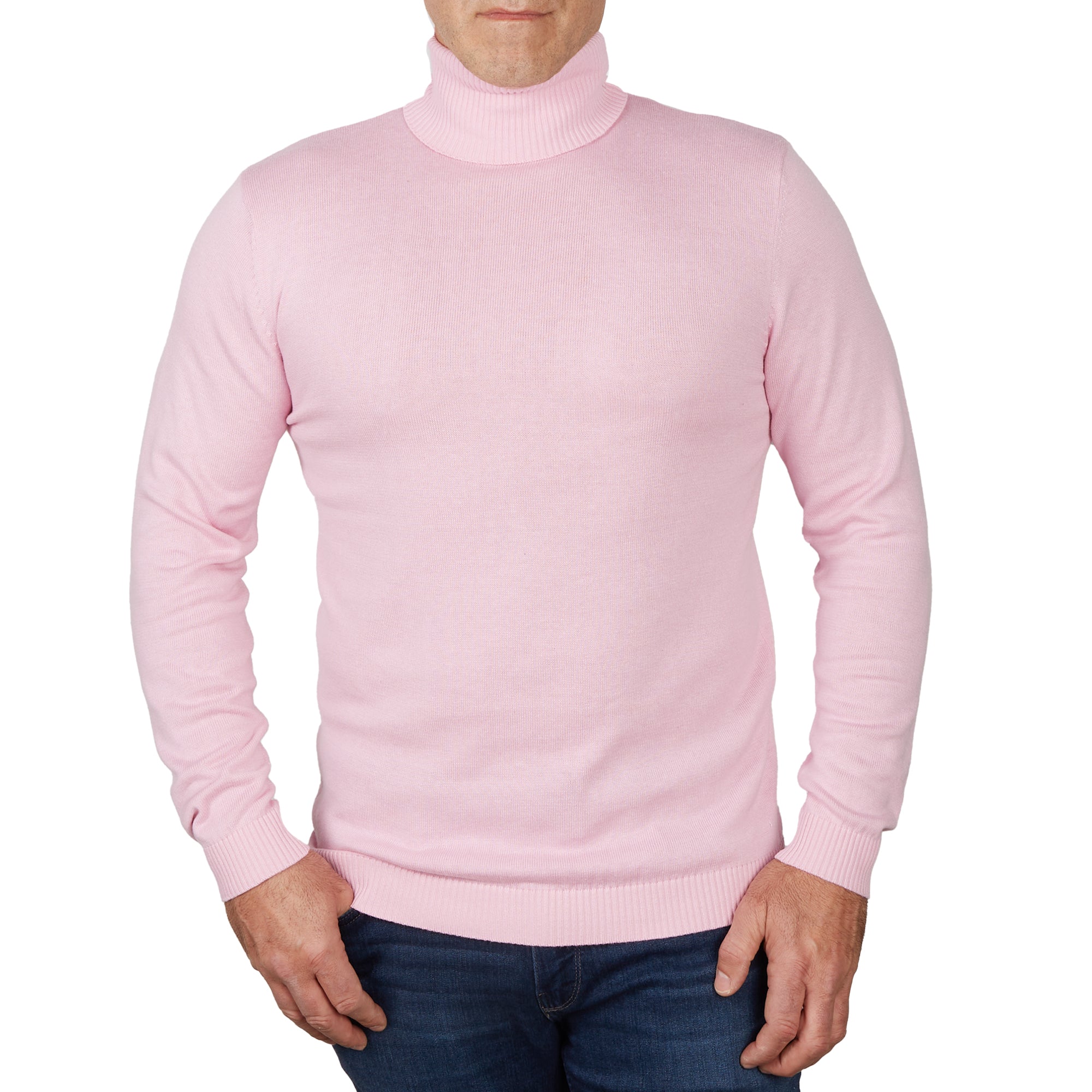 Lorenzo Franco Pink Cotton Blend Turtleneck Sweater