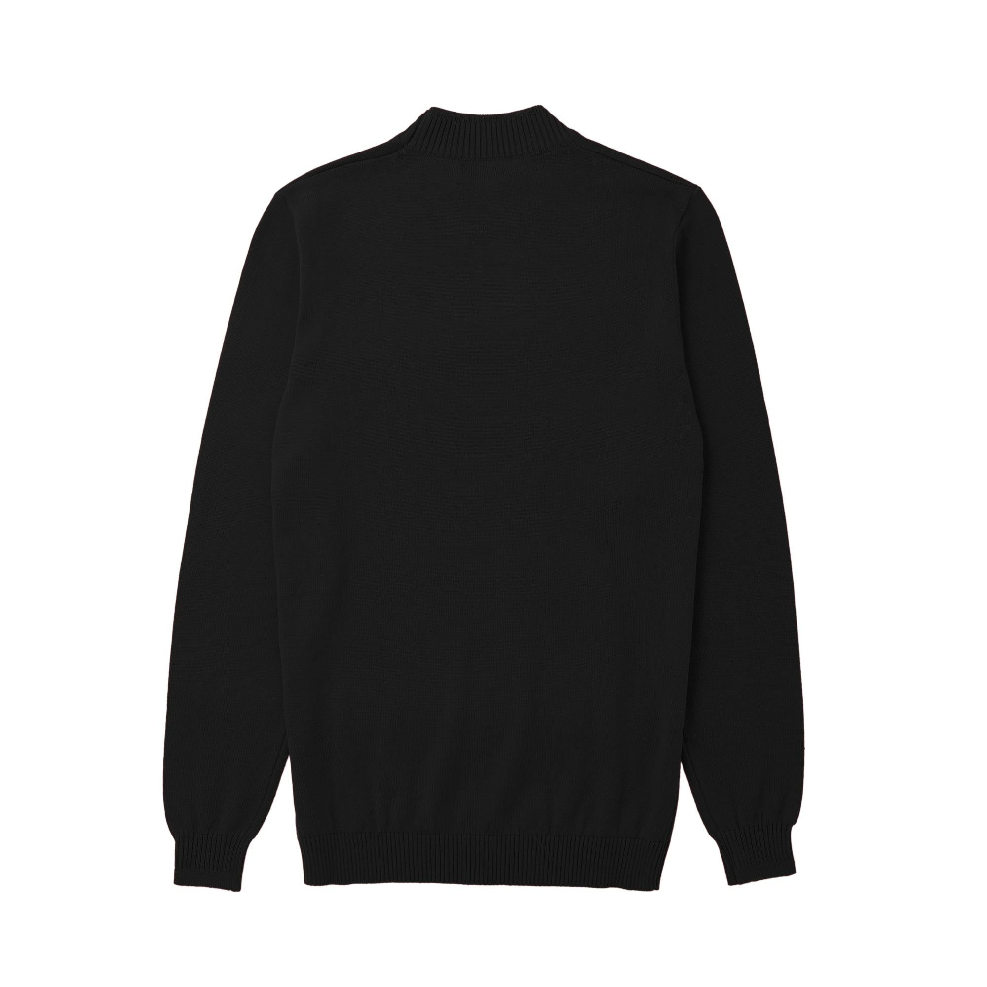 Lorenzo Franco Solid Black Cotton Blend Mock Neck Sweater