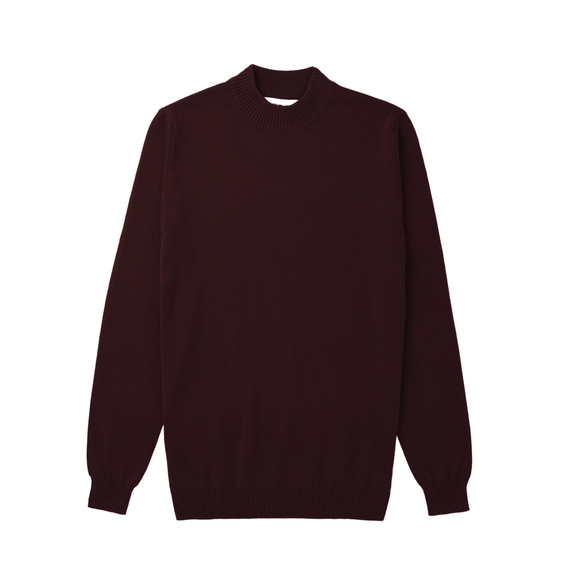 Lorenzo Franco Solid Burgundy Pullover Cotton Blend Mock Neck Sweater