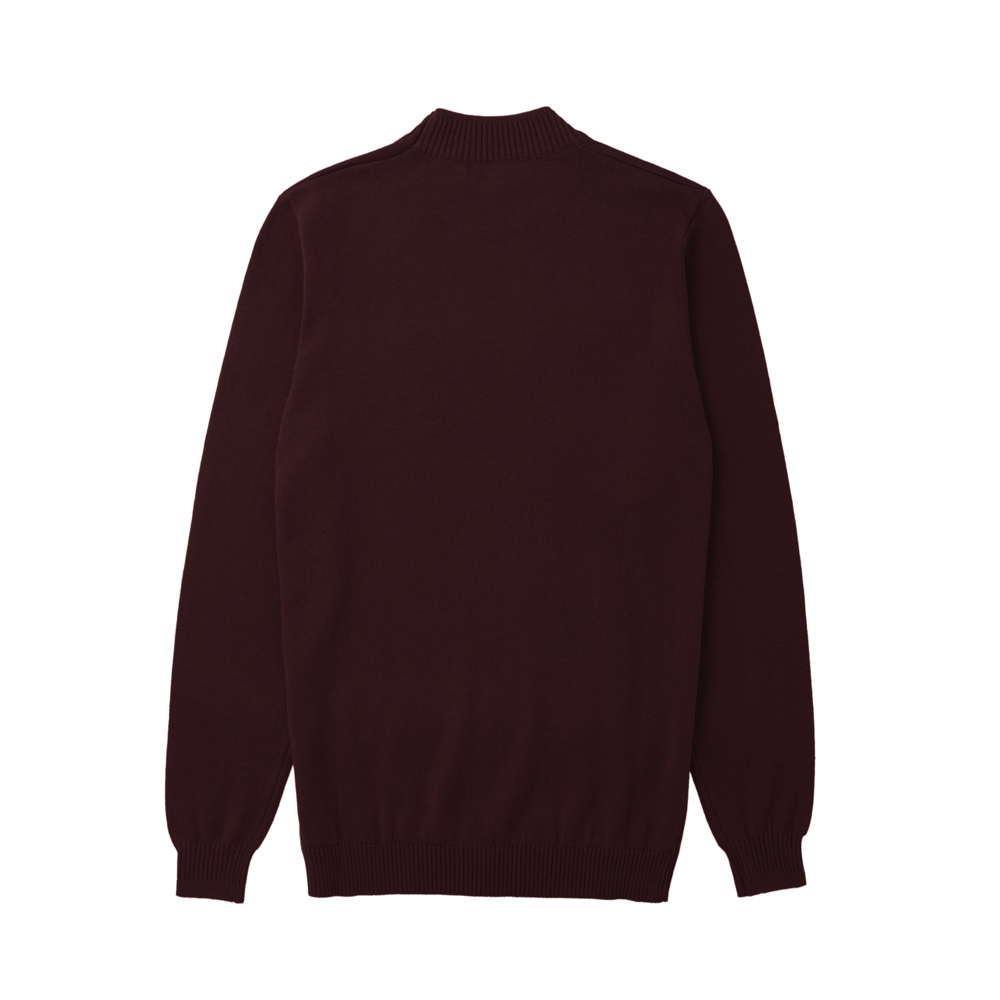 Lorenzo Franco Solid Burgundy Pullover Cotton Blend Mock Neck Sweater