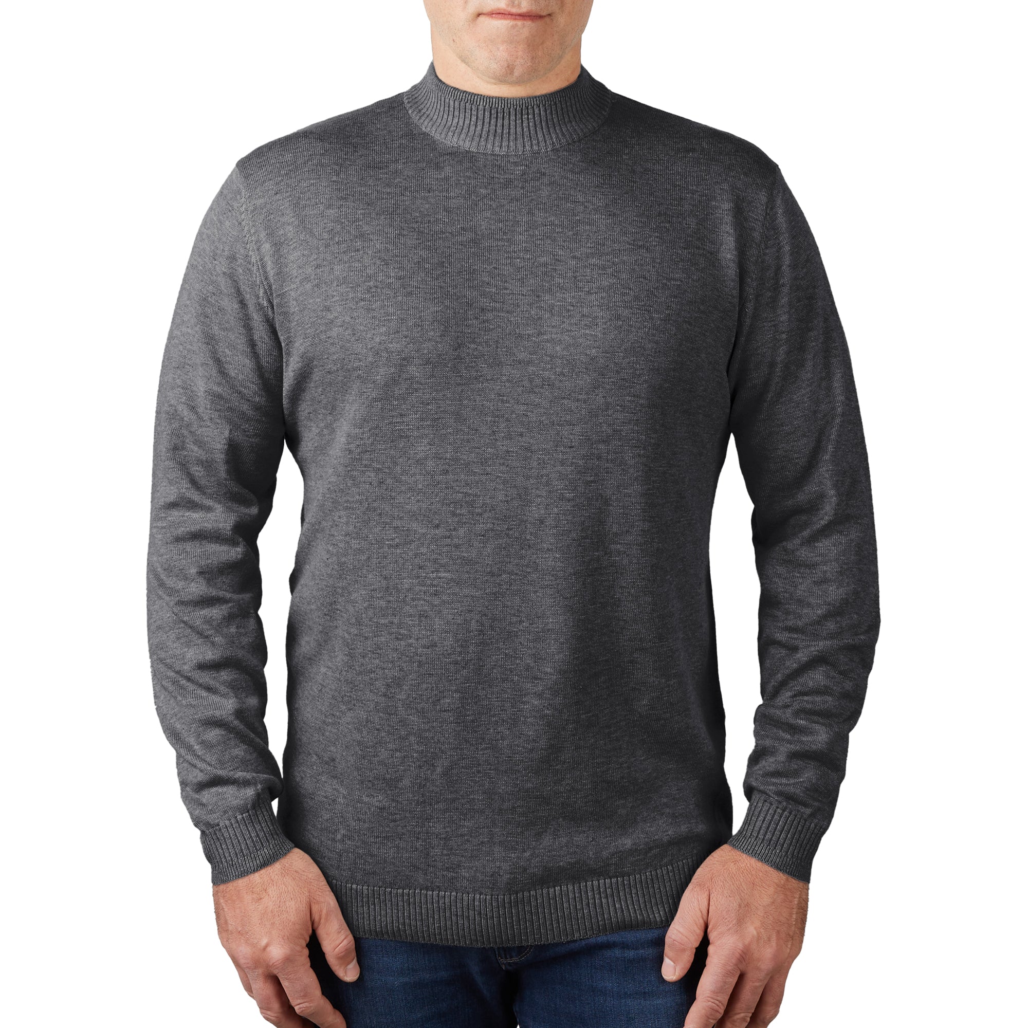 Lorenzo Franco Charcoal Cotton Blend Turtleneck Sweater