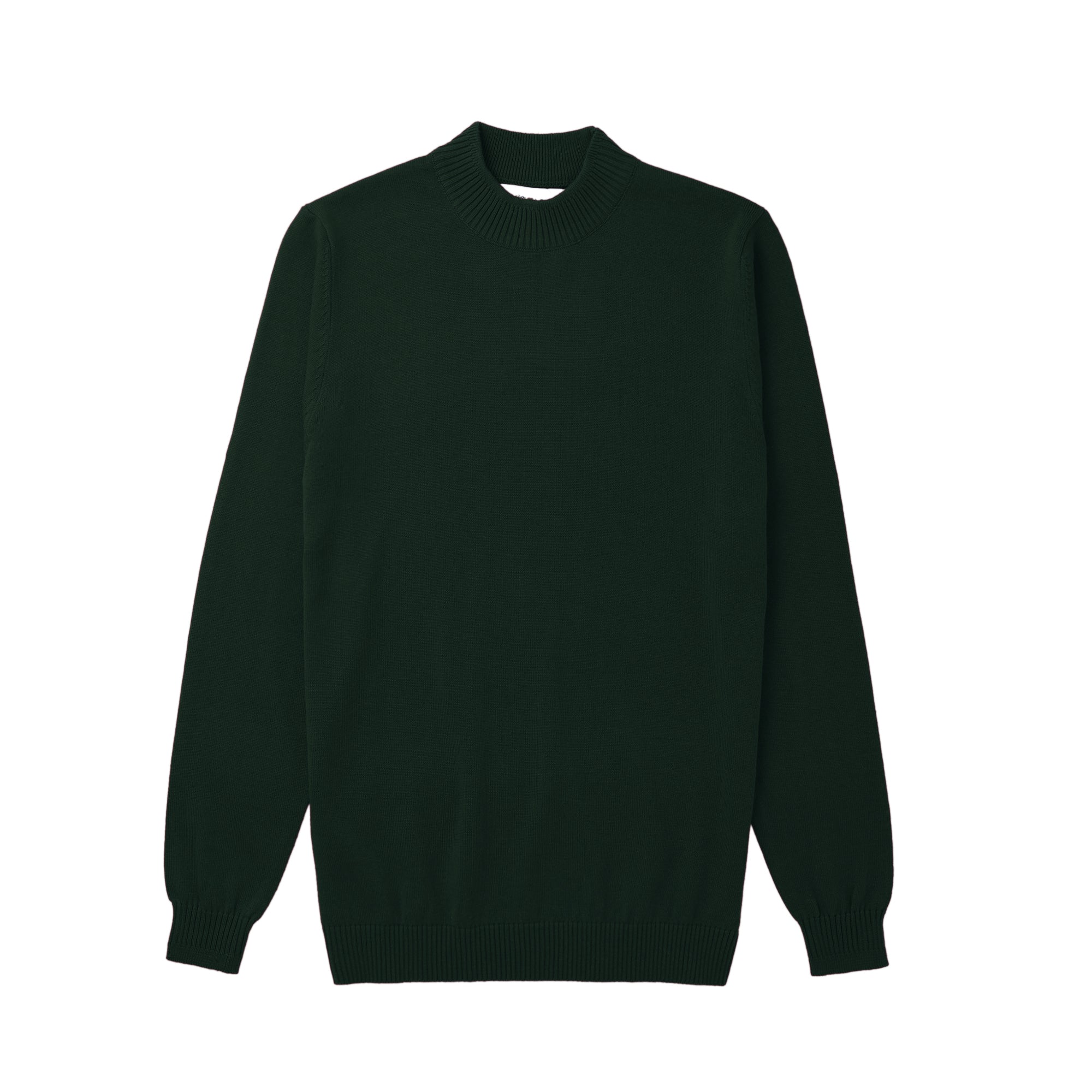 Lorenzo Franco Solid Hunter Green Pullover Cotton Blend Mock Neck Sweater