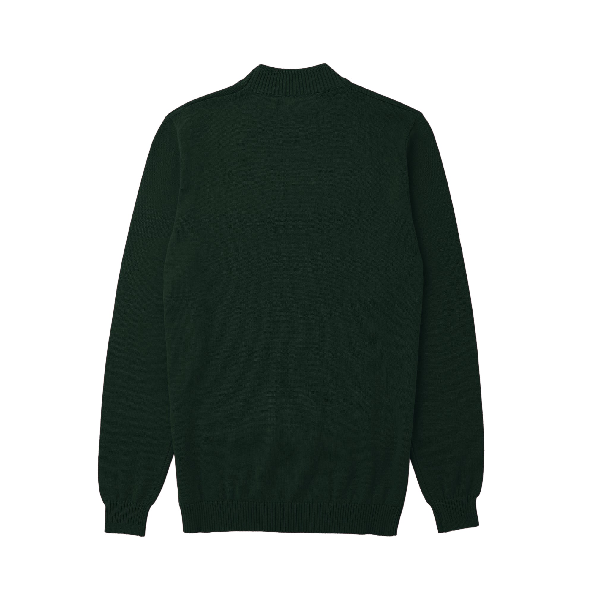 Lorenzo Franco Solid Hunter Green Pullover Cotton Blend Mock Neck Sweater