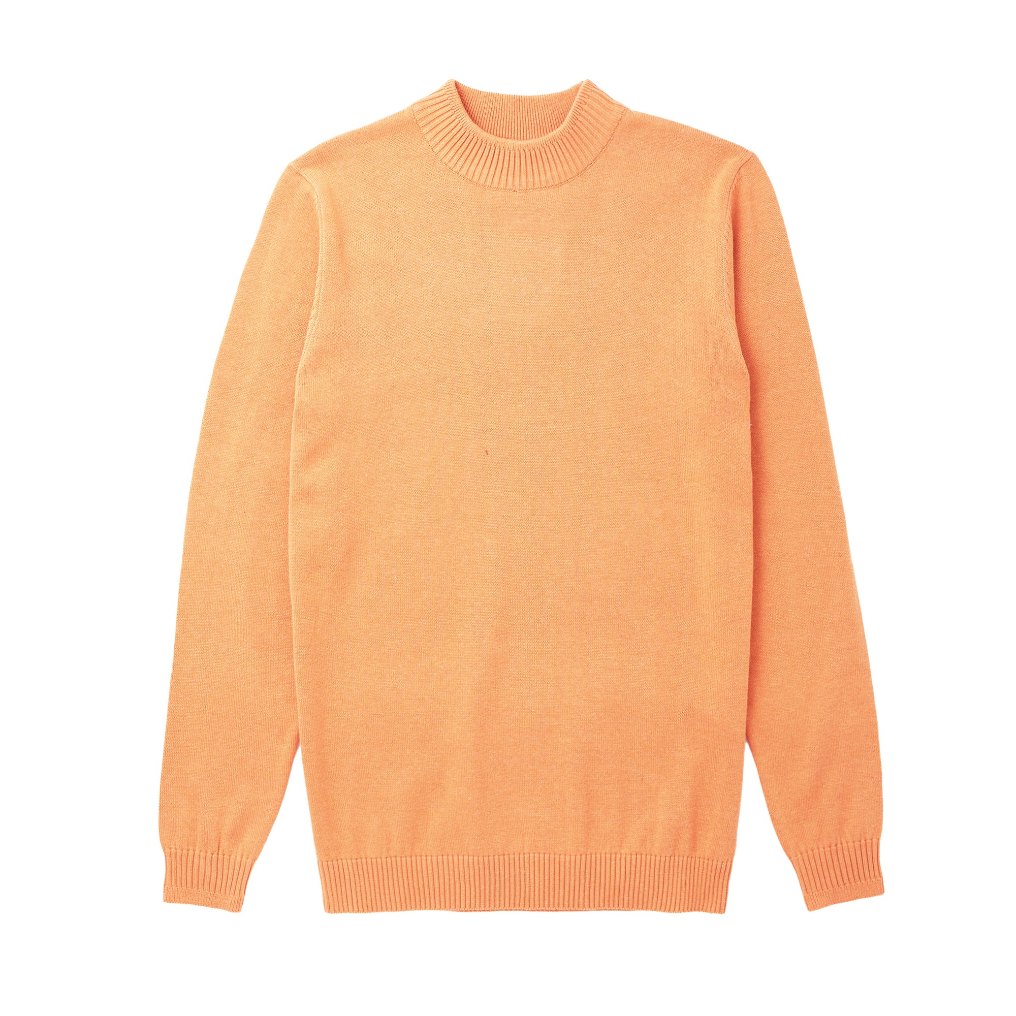 Lorenzo Franco Solid Melon Pullover Cotton Blend Mock Neck Sweater