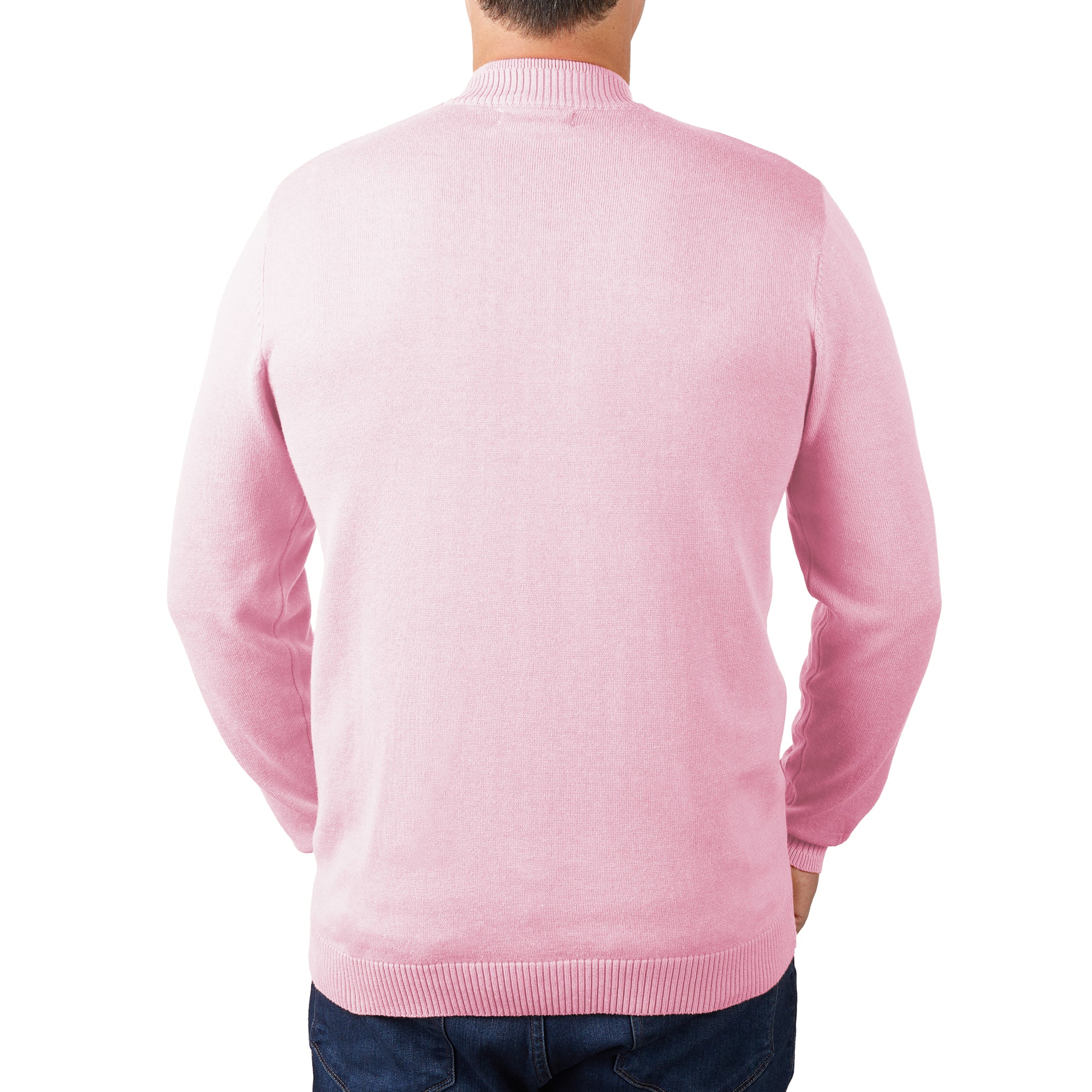 Lorenzo Franco Solid Pink Pullover Cotton Blend Mock Neck Sweater