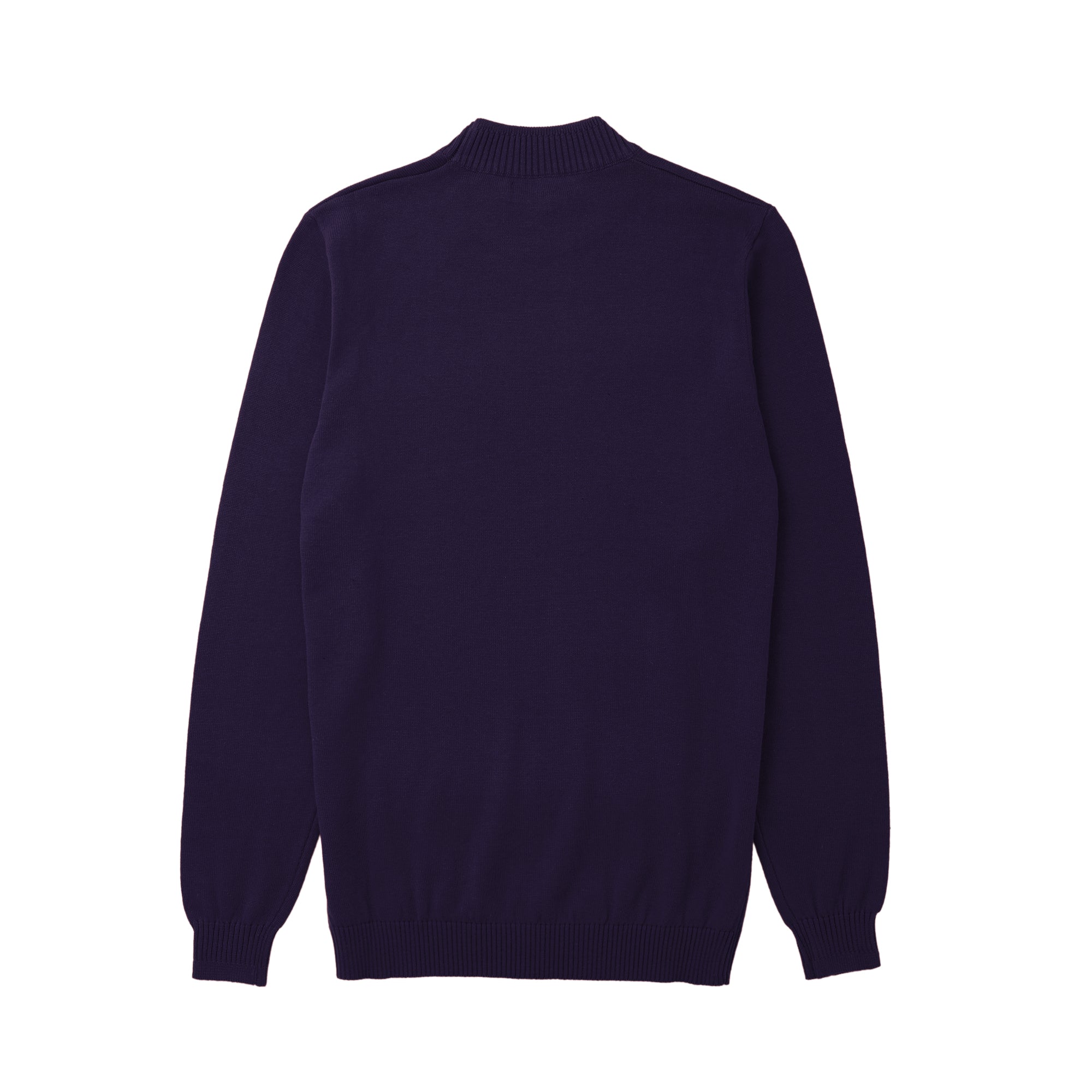 Lorenzo Franco Solid Purple Pullover Cotton Blend Mock Neck Sweater