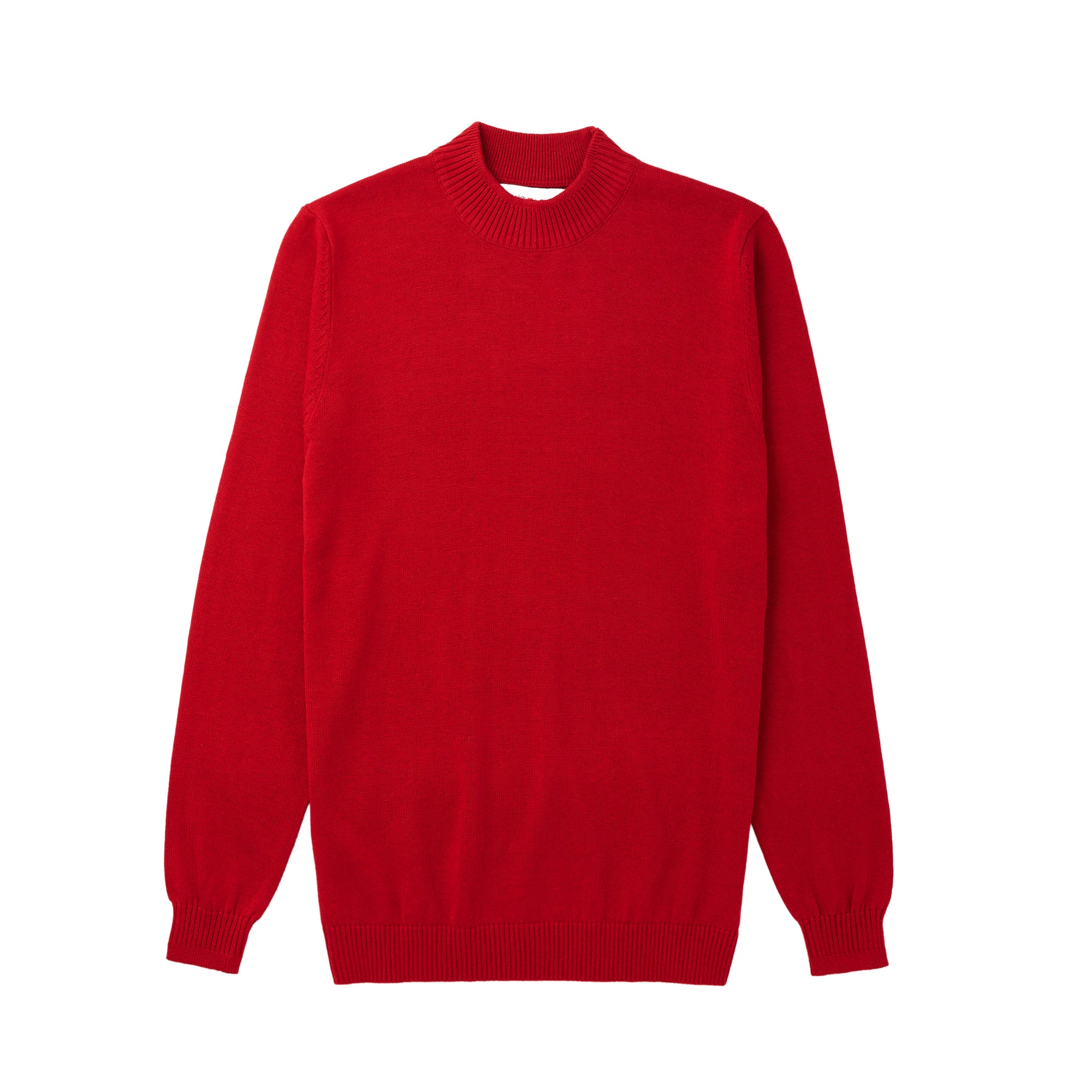 Lorenzo Franco Solid Red Pullover Cotton Blend Mock Neck Sweater