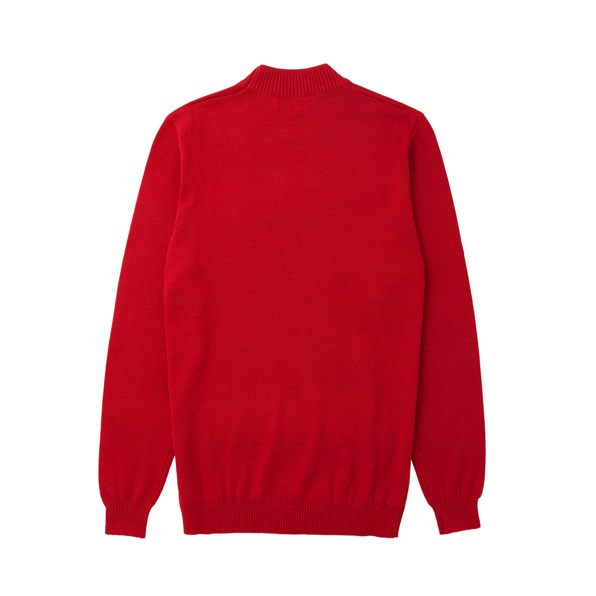 Lorenzo Franco Solid Red Pullover Cotton Blend Mock Neck Sweater