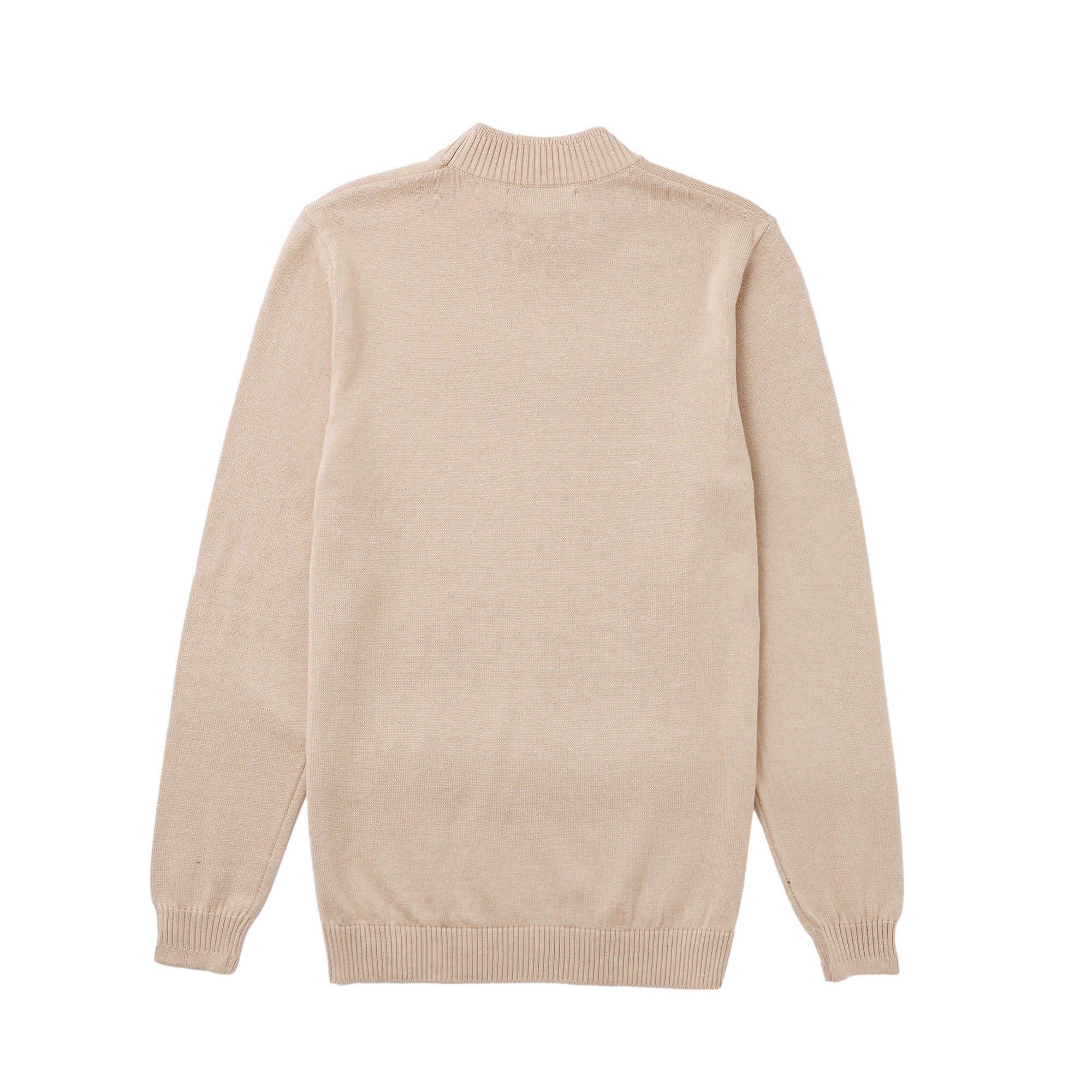 Lorenzo Franco Solid Sand Pullover Cotton Blend Mock Neck Sweater