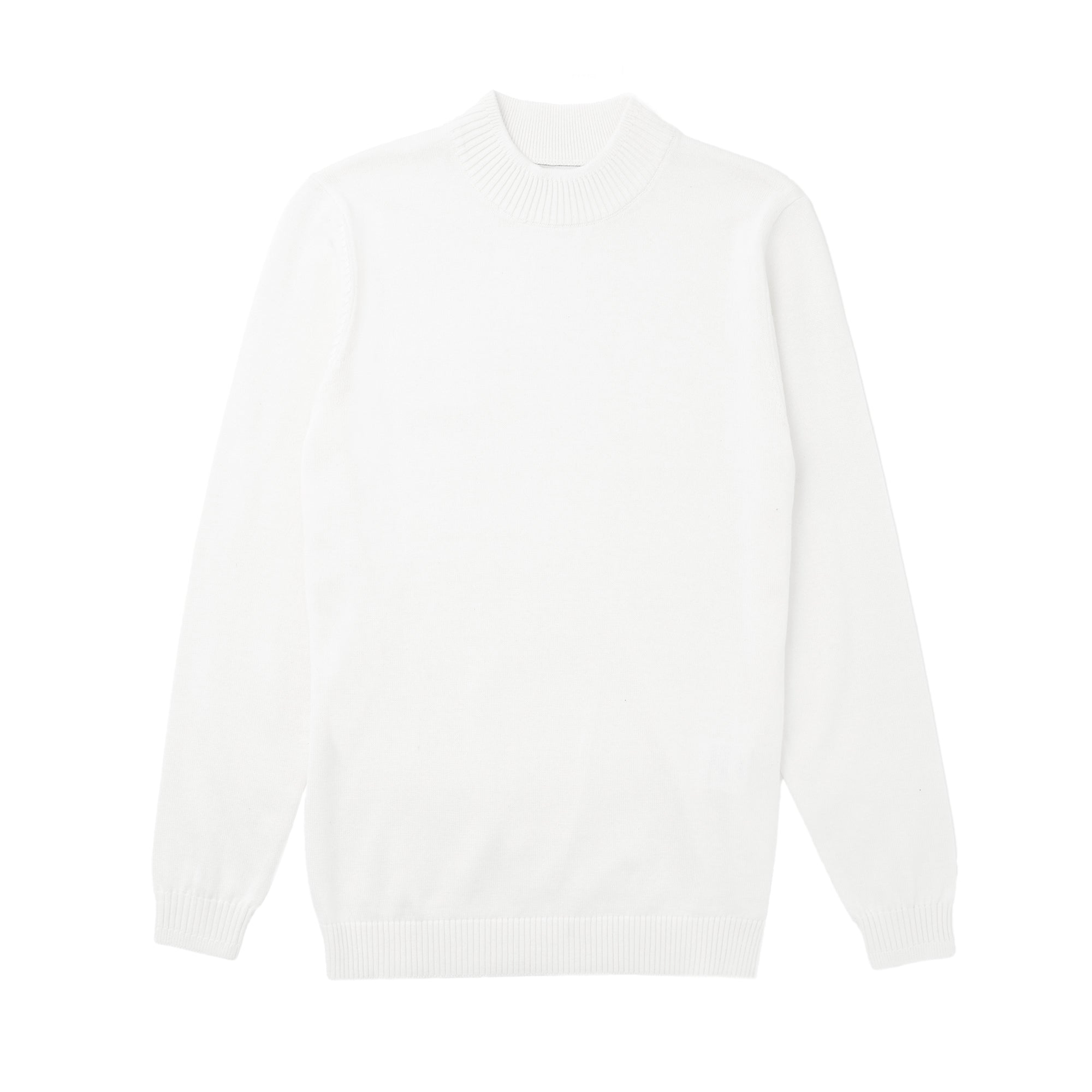 Lorenzo Franco Solid White Pullover Cotton Blend Mock Neck Sweater