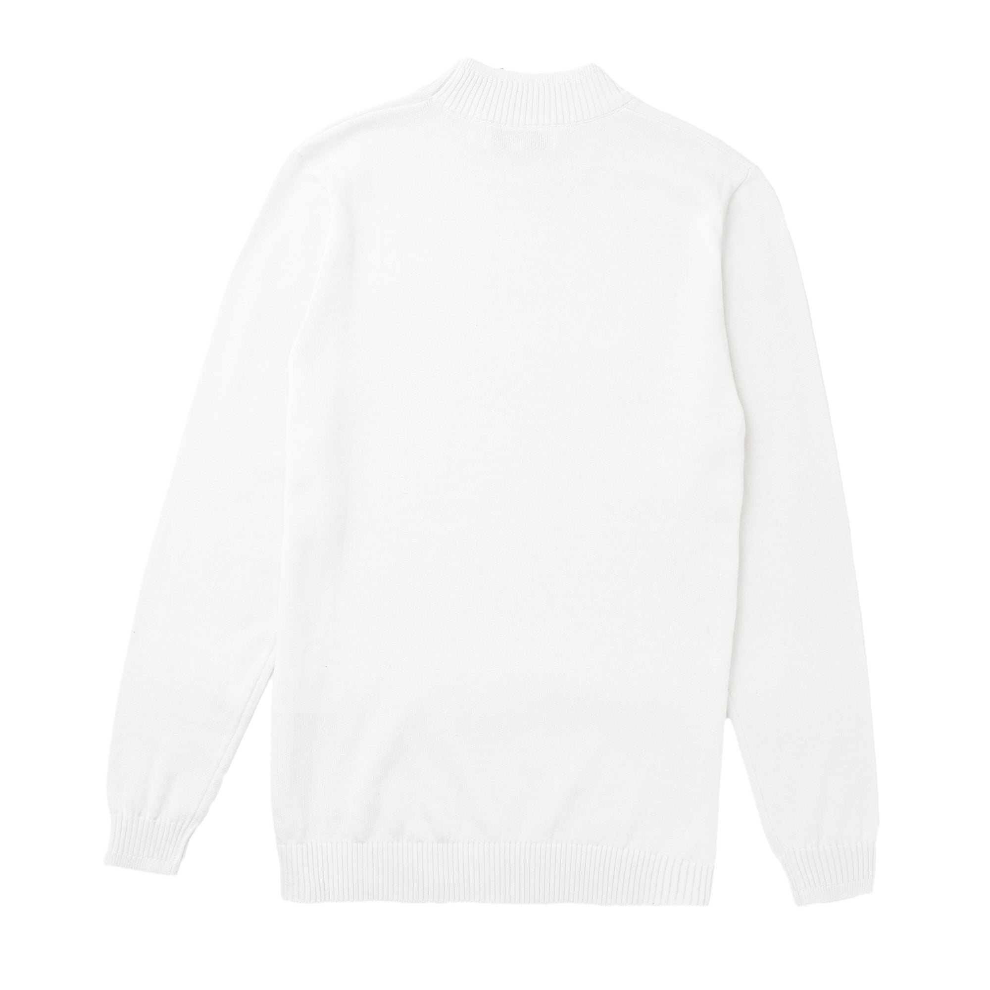 Lorenzo Franco Solid White Pullover Cotton Blend Mock Neck Sweater