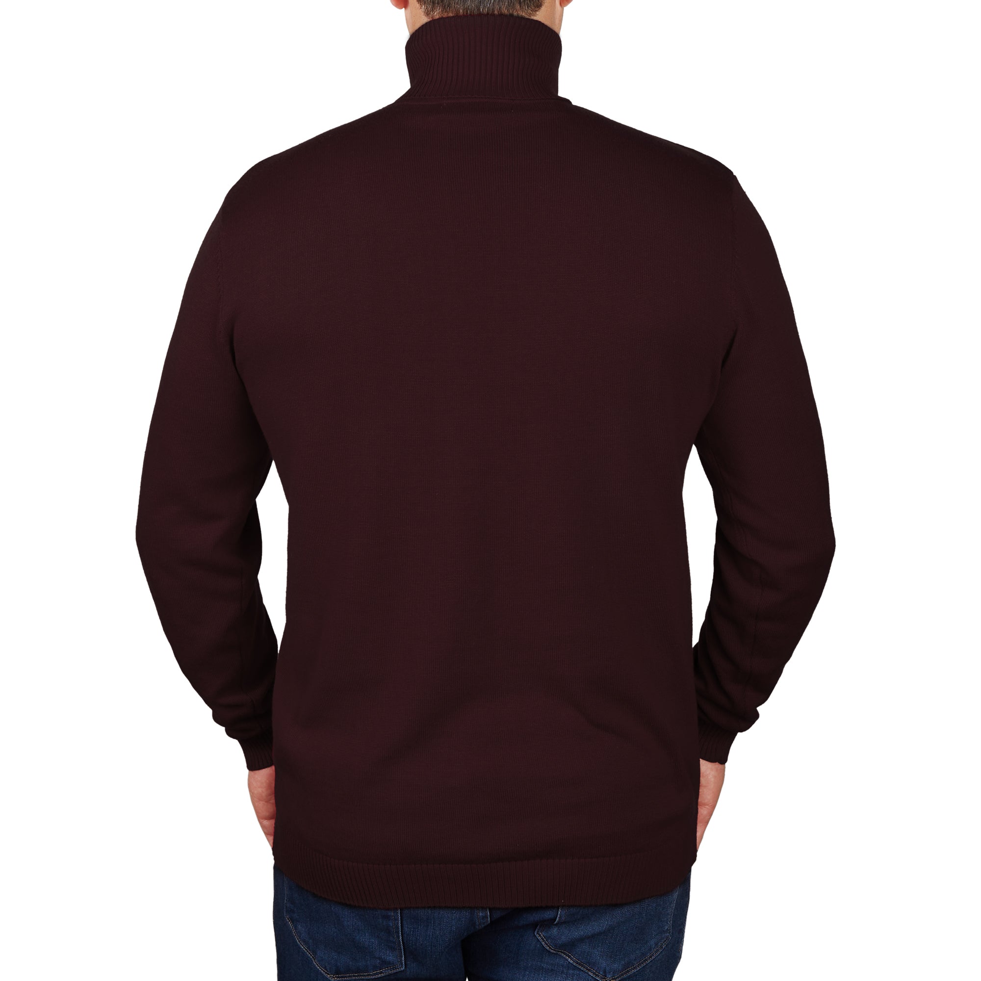 Lorenzo Franco Burgundy Cotton Blend Turtleneck Sweater