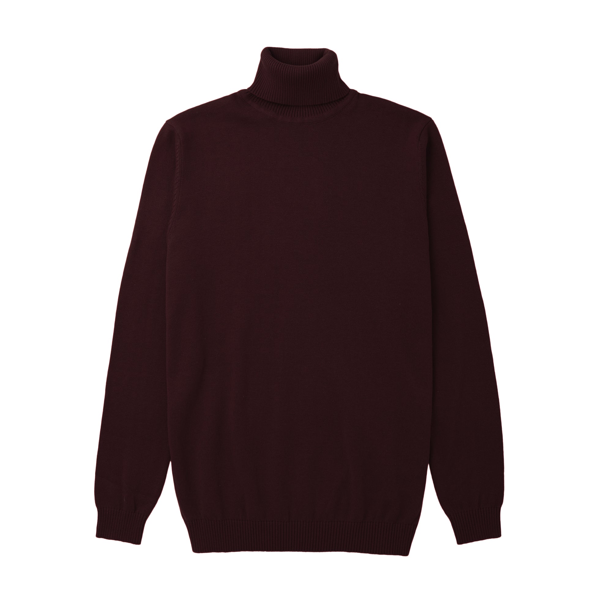 Lorenzo Franco Burgundy Cotton Blend Turtleneck Sweater