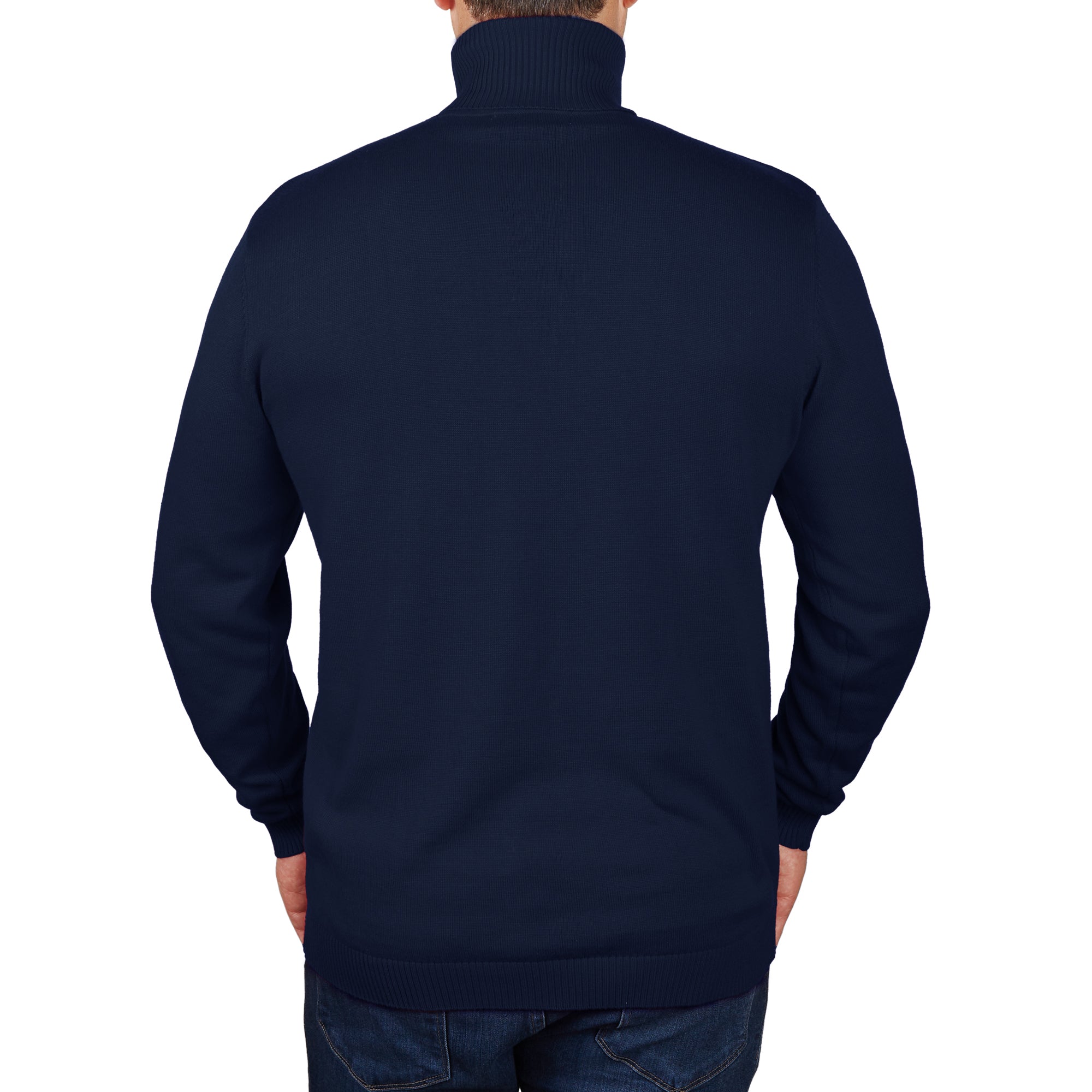 Lorenzo Franco Cobalt Cotton Blend Turtleneck Sweater