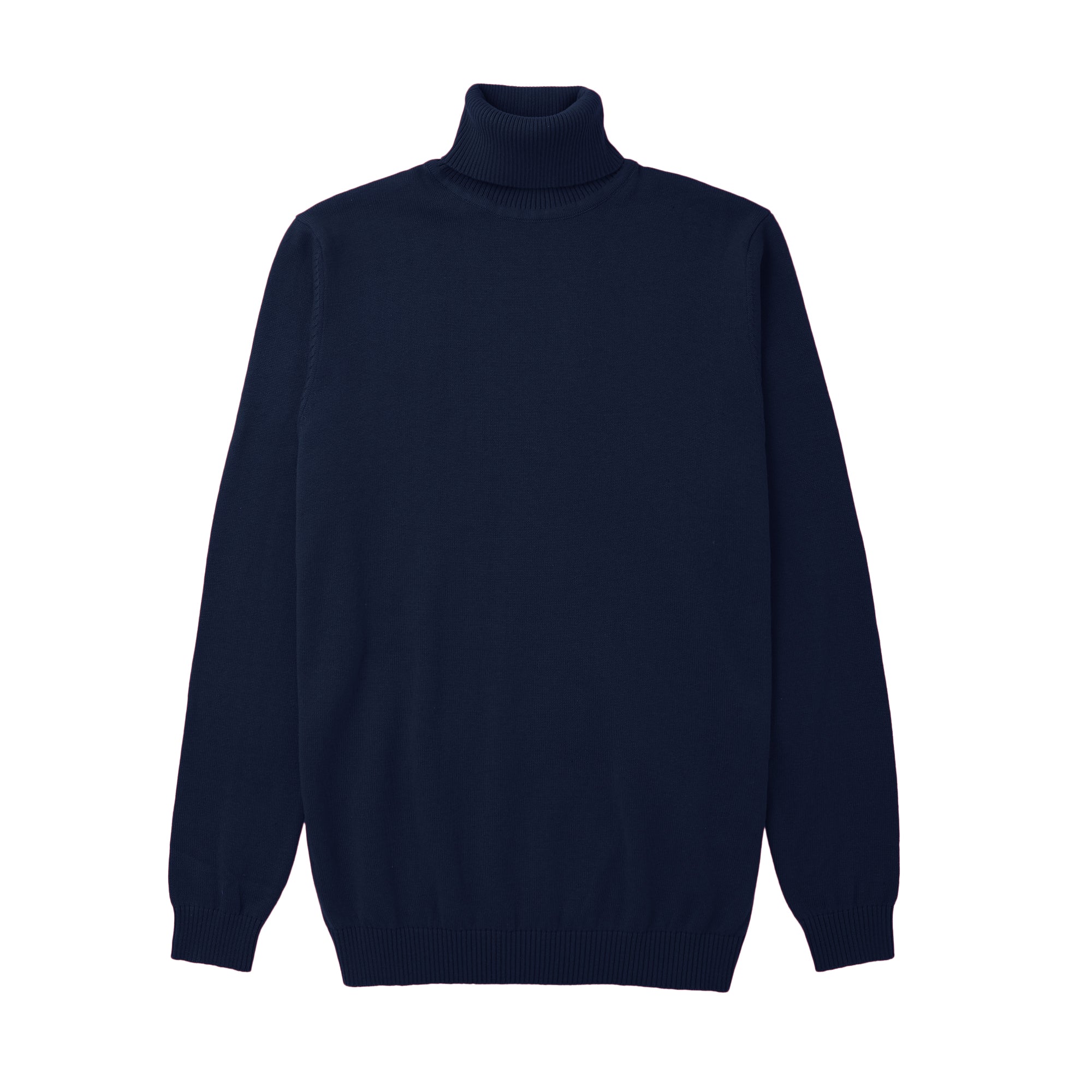 Lorenzo Franco Cobalt Cotton Blend Turtleneck Sweater