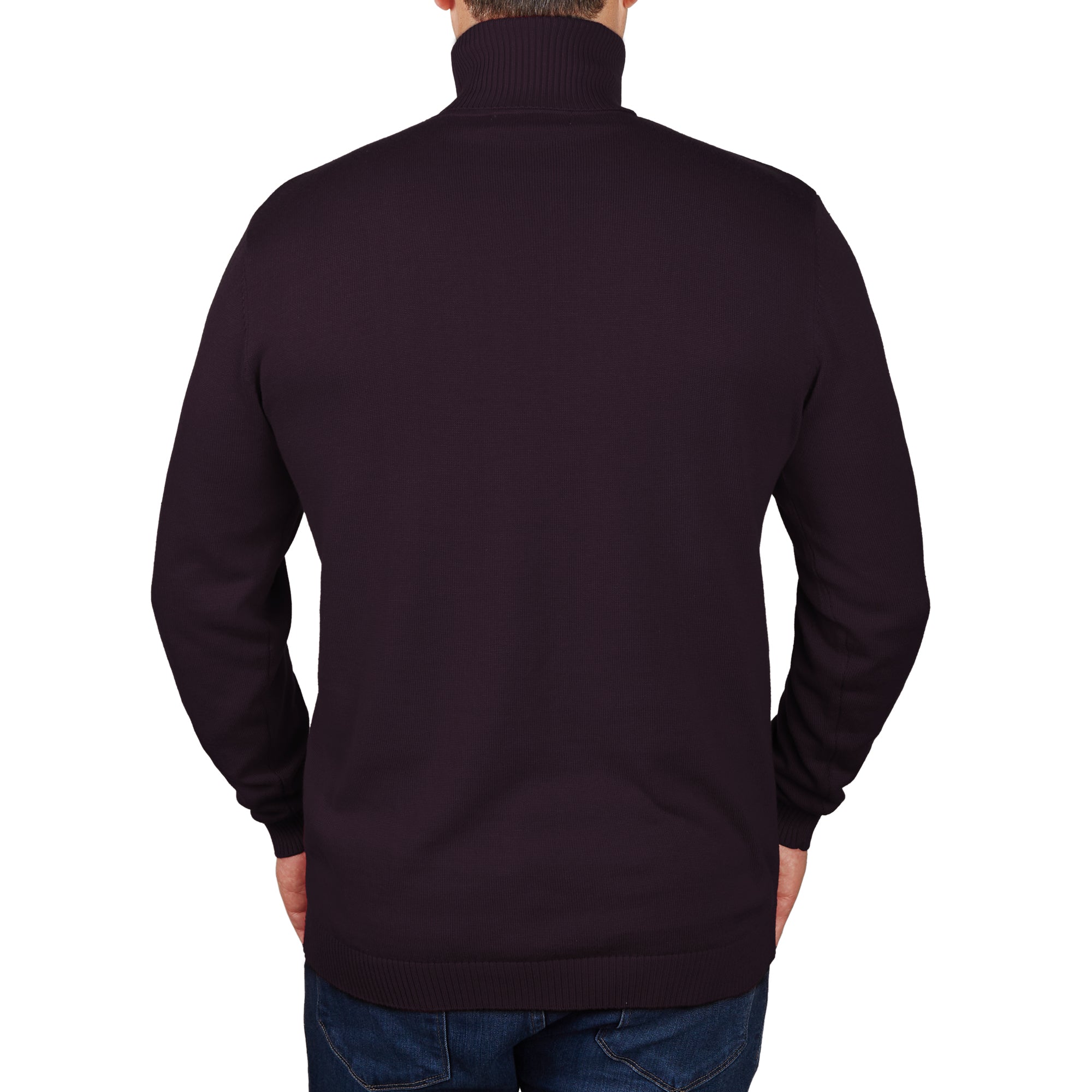 Lorenzo Franco Eggplant Cotton Blend Turtleneck Sweater