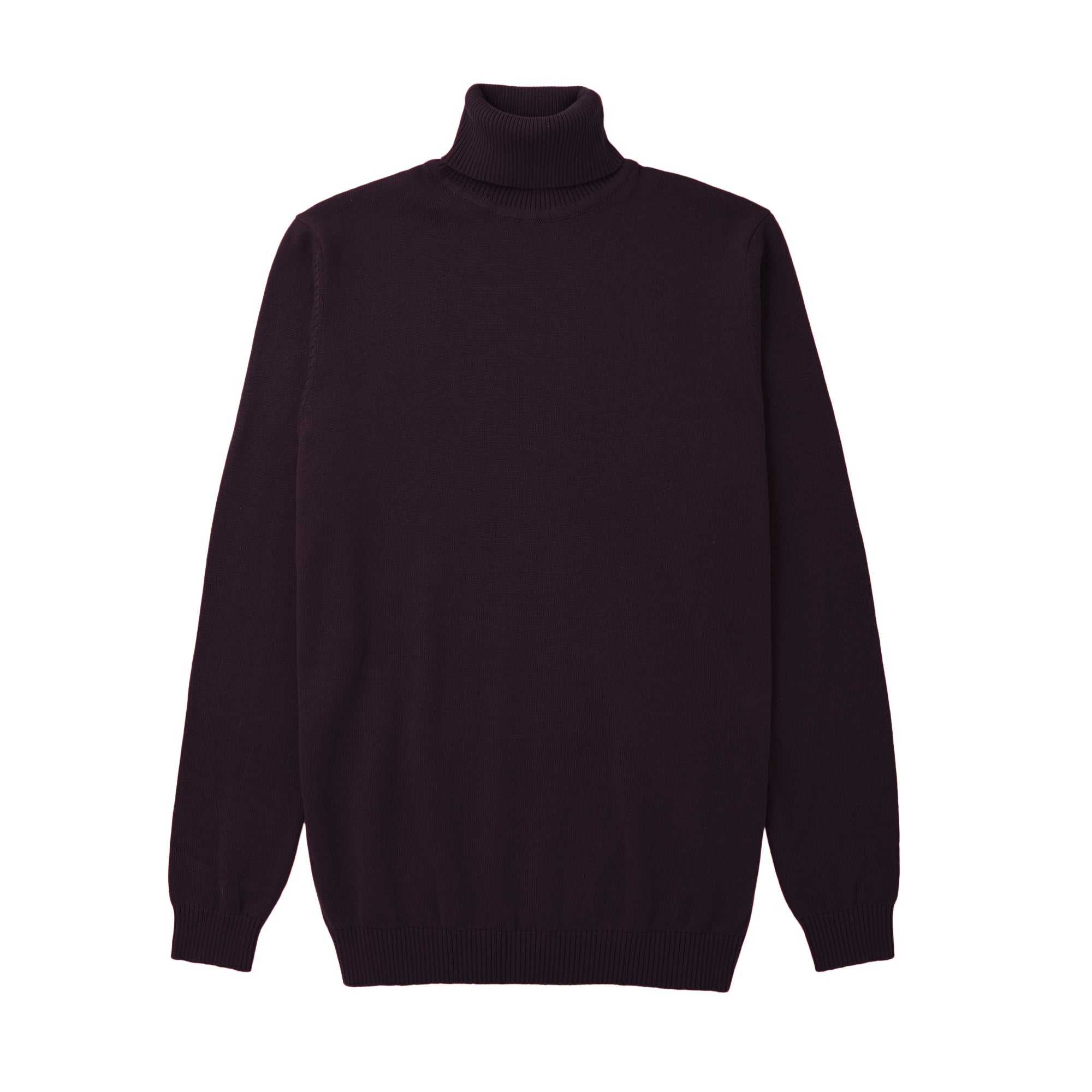 Lorenzo Franco Eggplant Cotton Blend Turtleneck Sweater