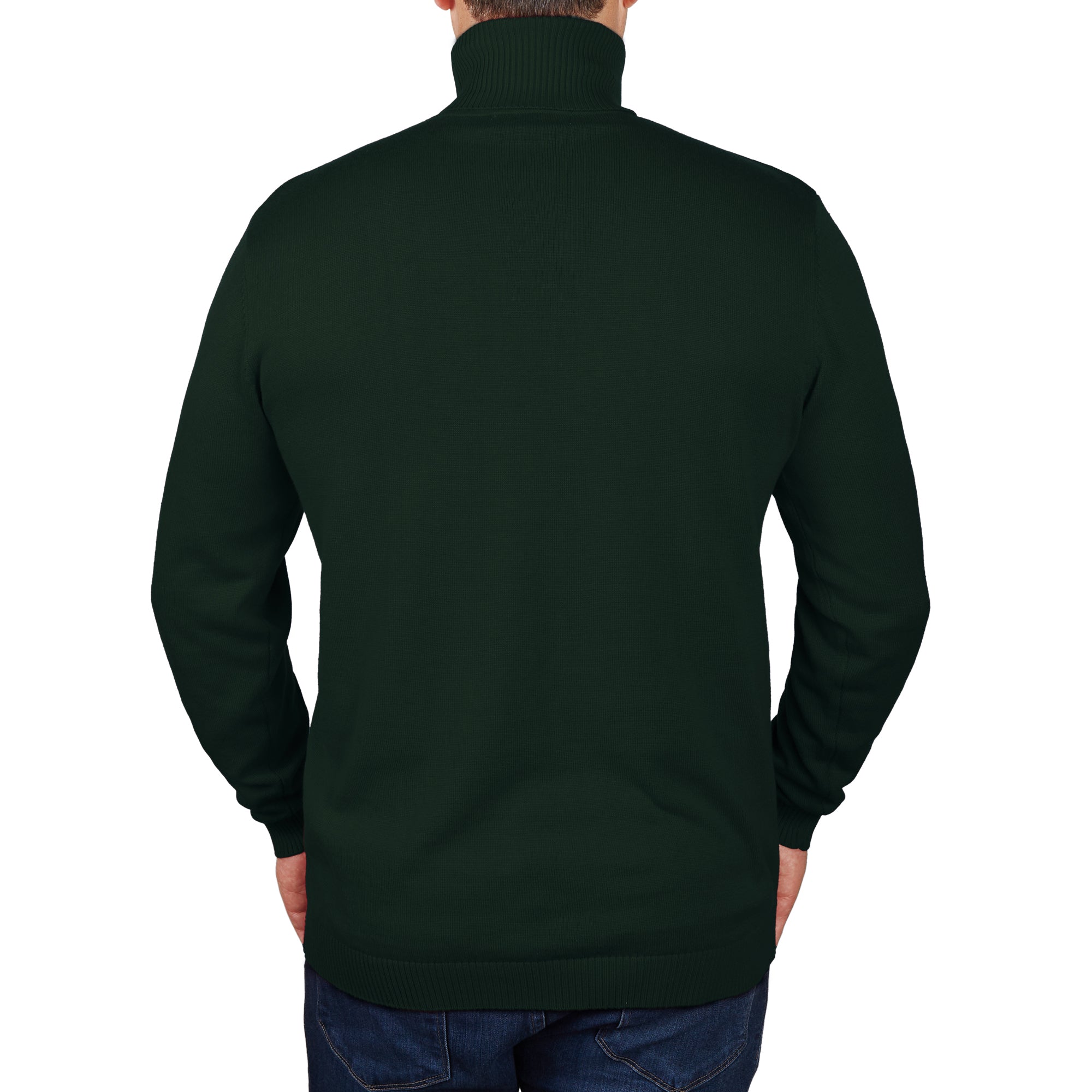 Lorenzo Franco Hunter Green Cotton Blend Turtleneck Sweater