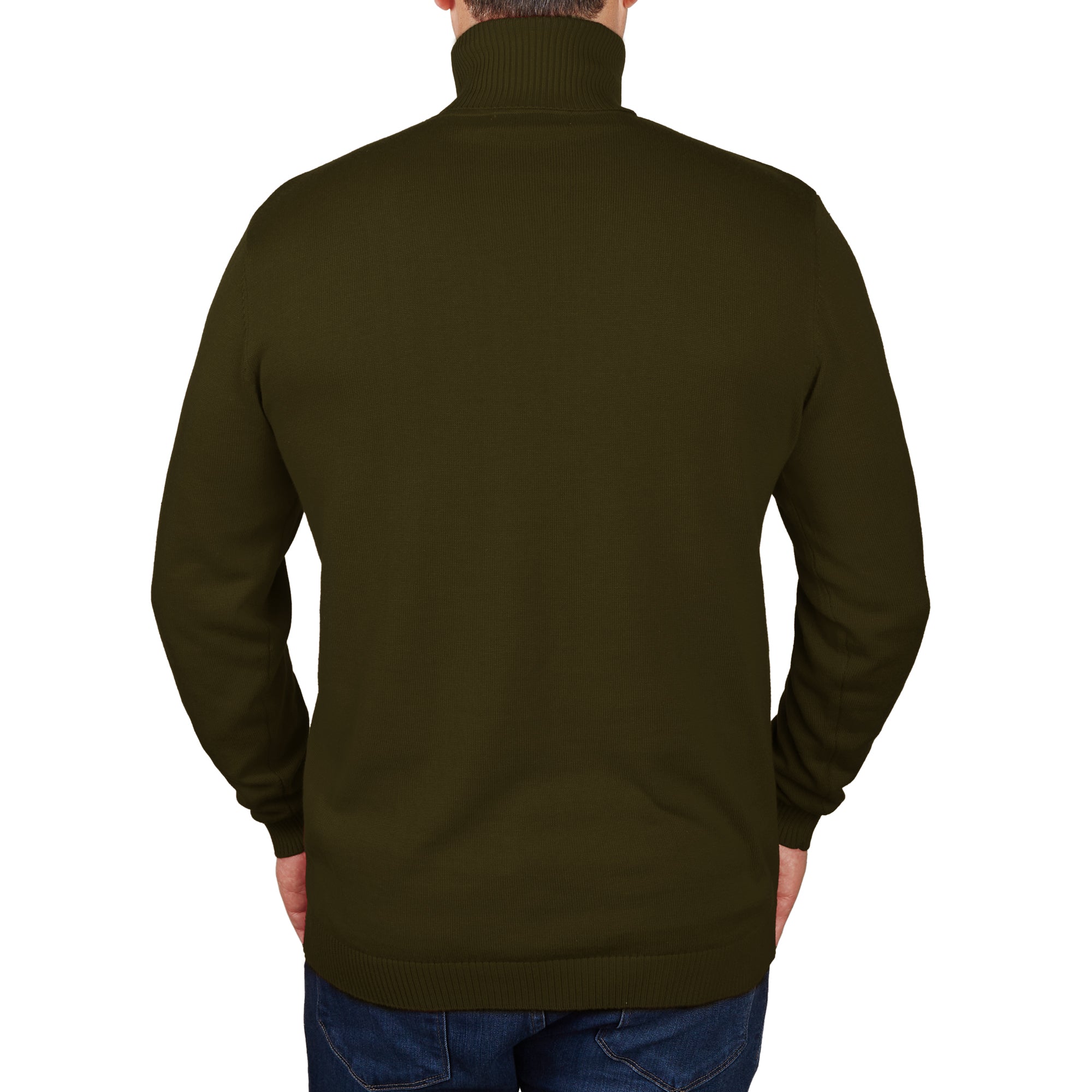 Lorenzo Franco Olive Cotton Blend Turtleneck Sweater