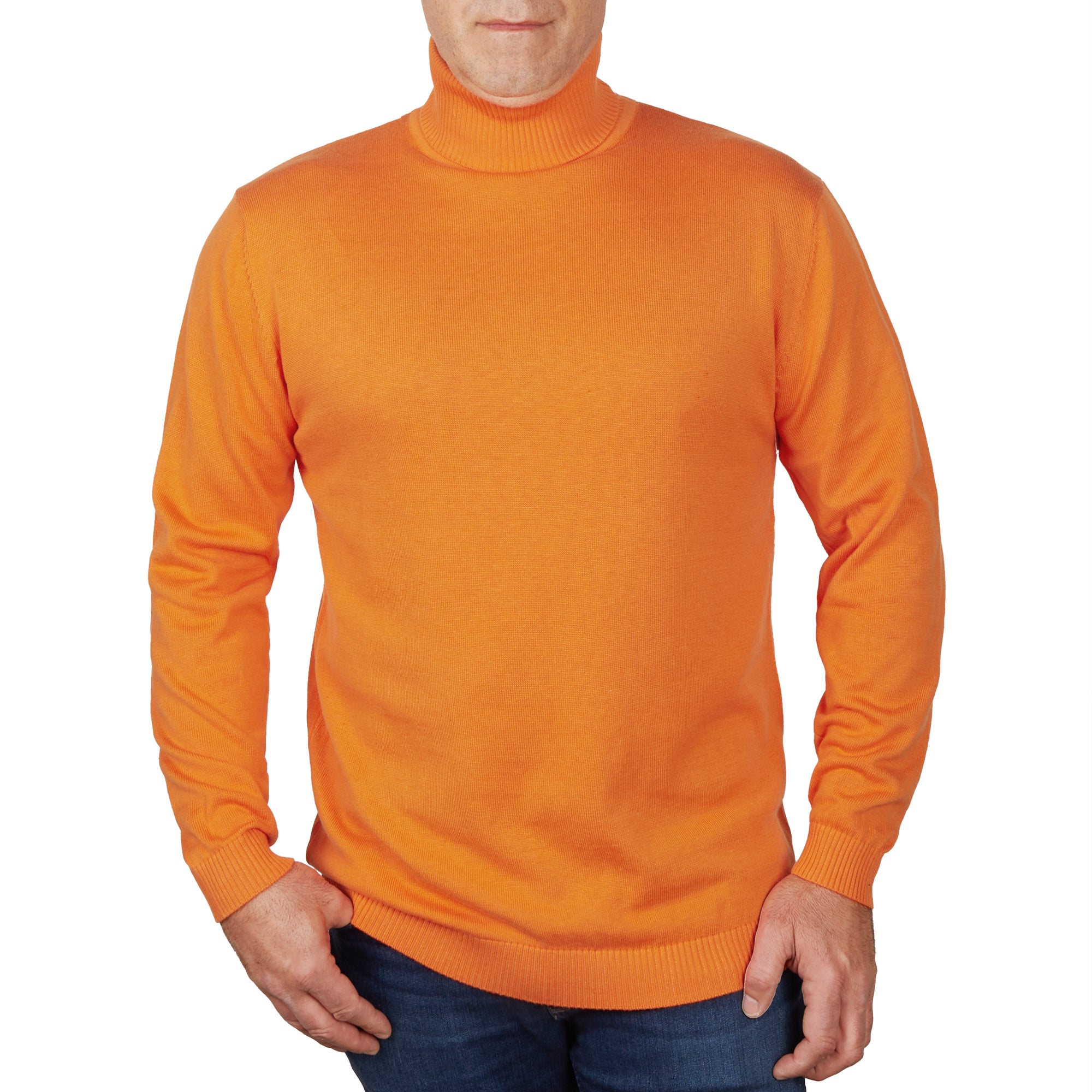 Lorenzo Franco Orange Cotton Blend Turtleneck Sweater