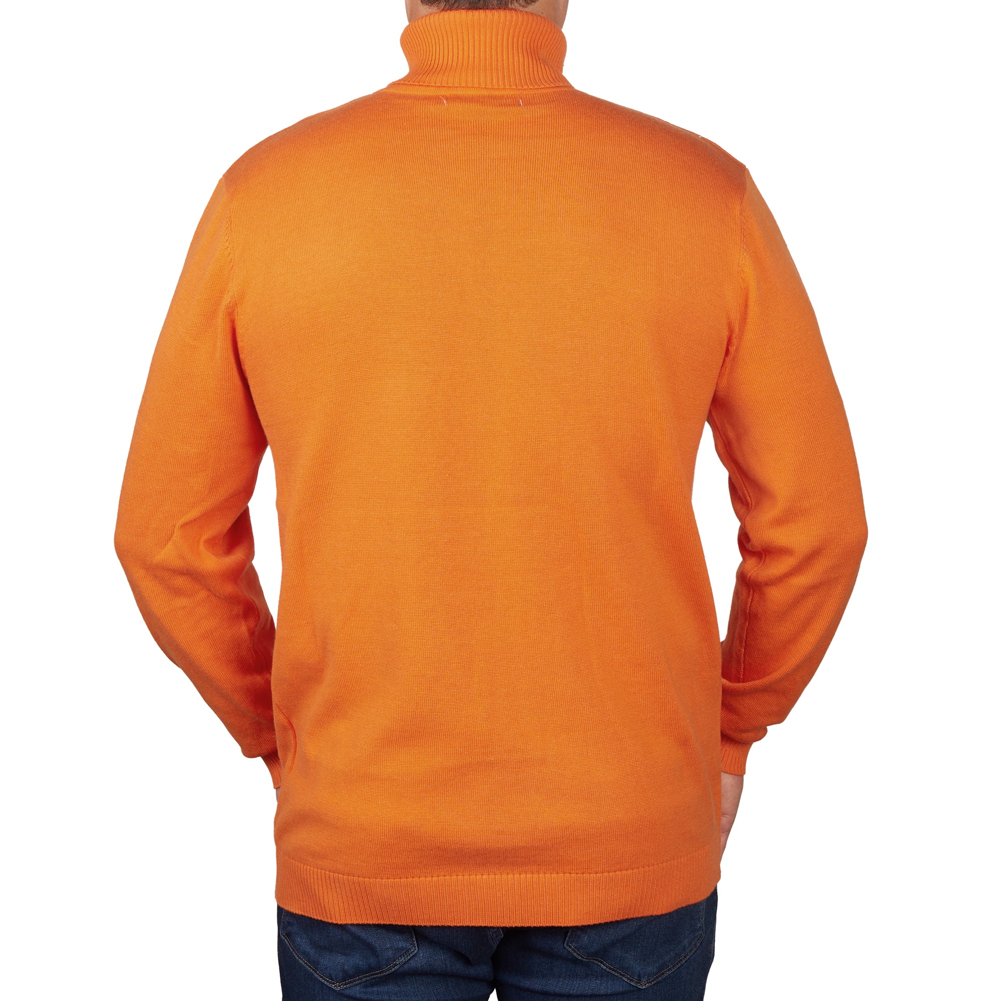 Lorenzo Franco Orange Cotton Blend Turtleneck Sweater