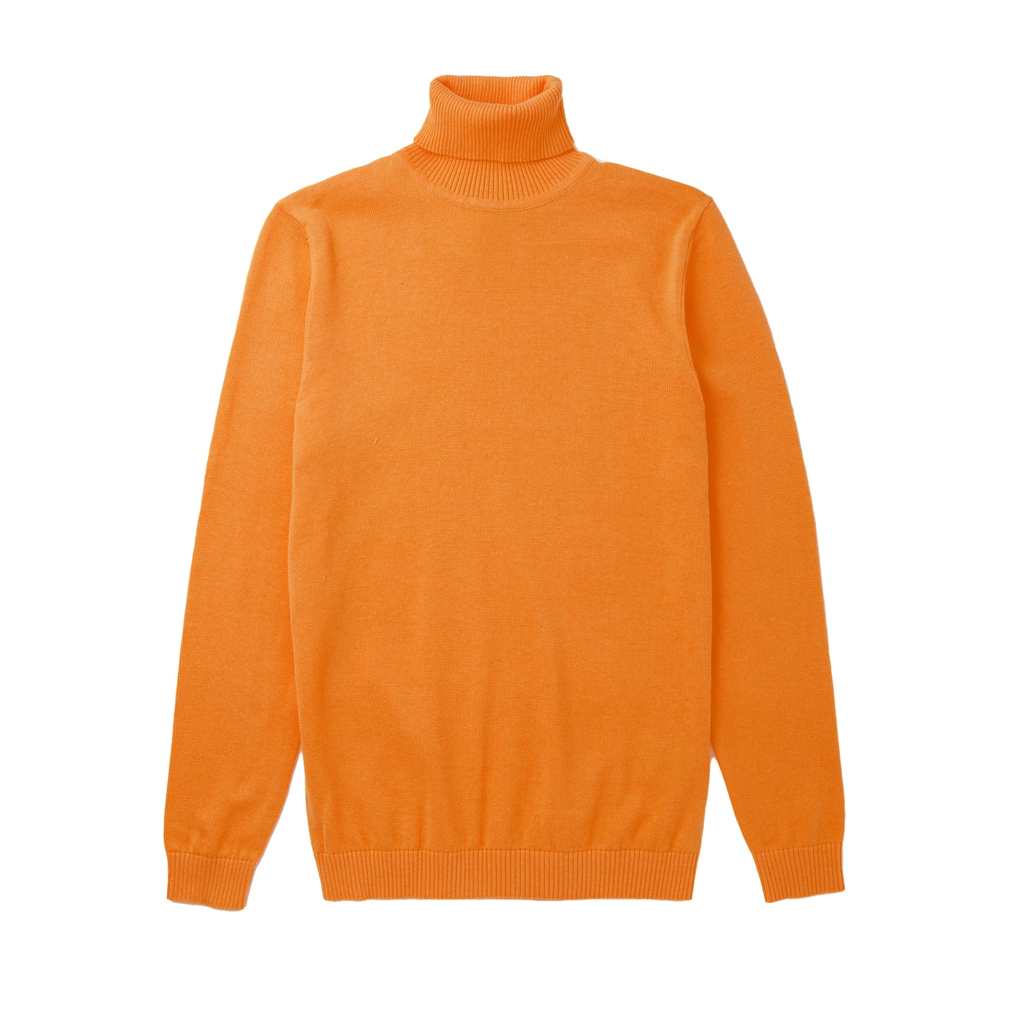 Lorenzo Franco Orange Cotton Blend Turtleneck Sweater