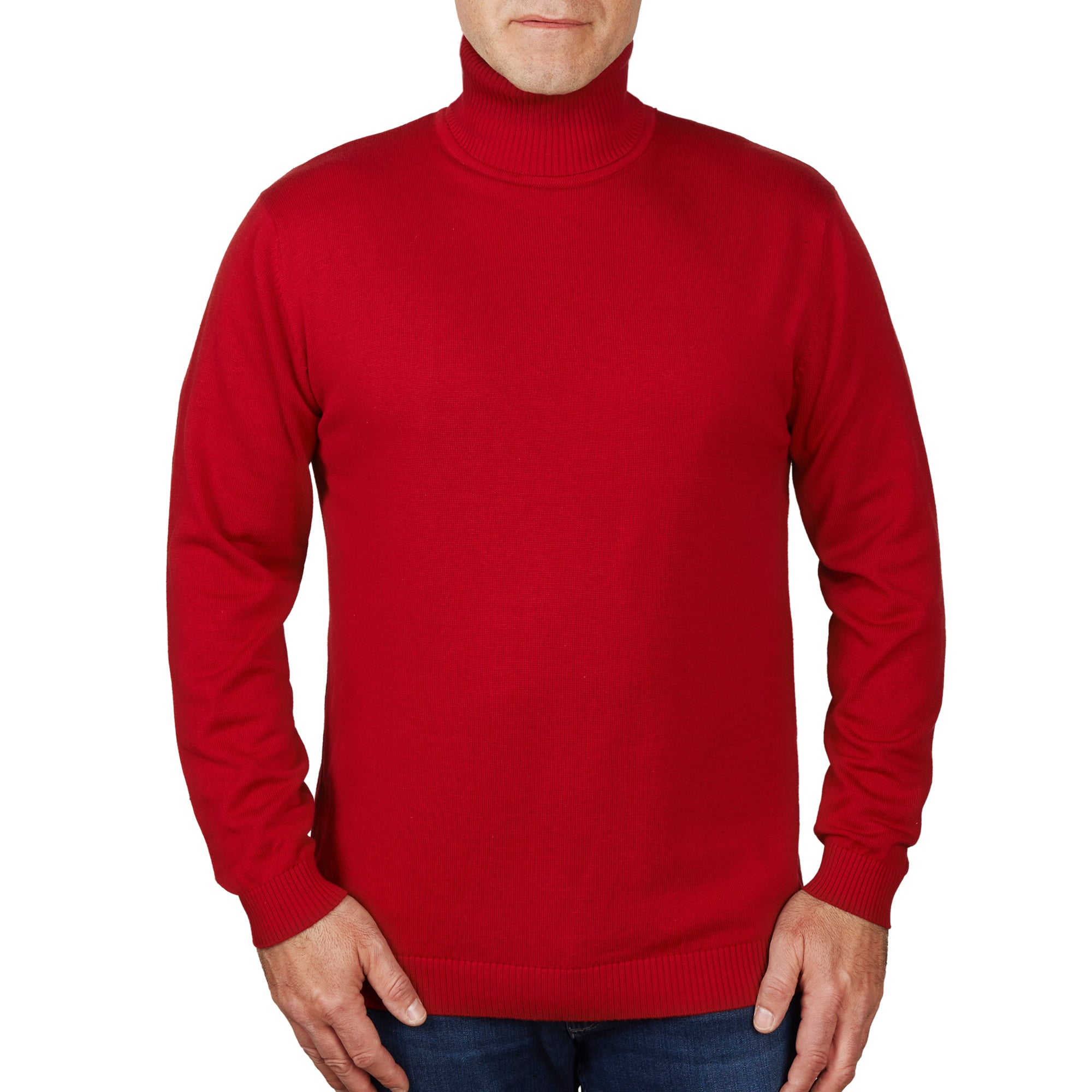 Lorenzo Franco Red Cotton Blend Turtleneck Sweater