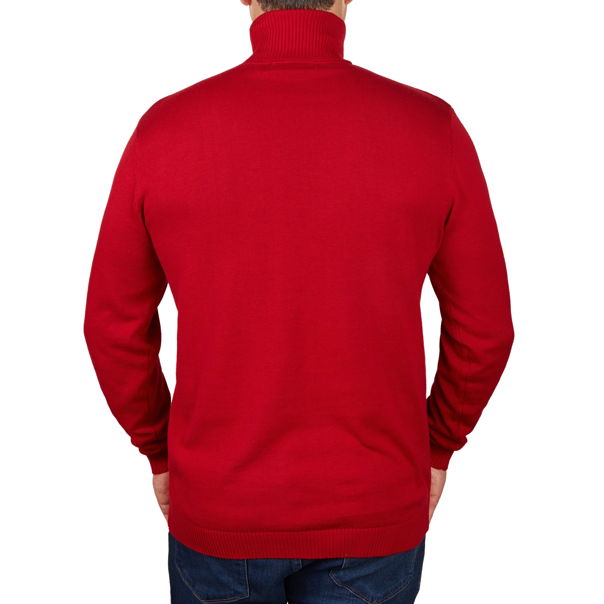 Lorenzo Franco Red Cotton Blend Turtleneck Sweater