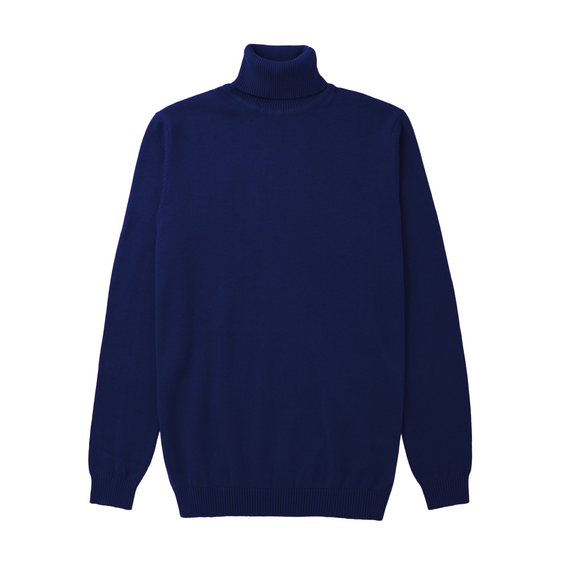 Lorenzo Franco Solid Royal Blue Cotton Blend Turtleneck Sweater