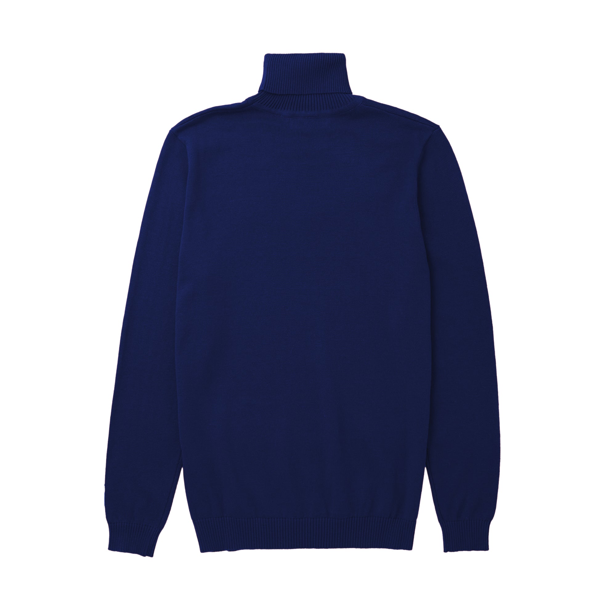 Lorenzo Franco Solid Royal Blue Cotton Blend Turtleneck Sweater