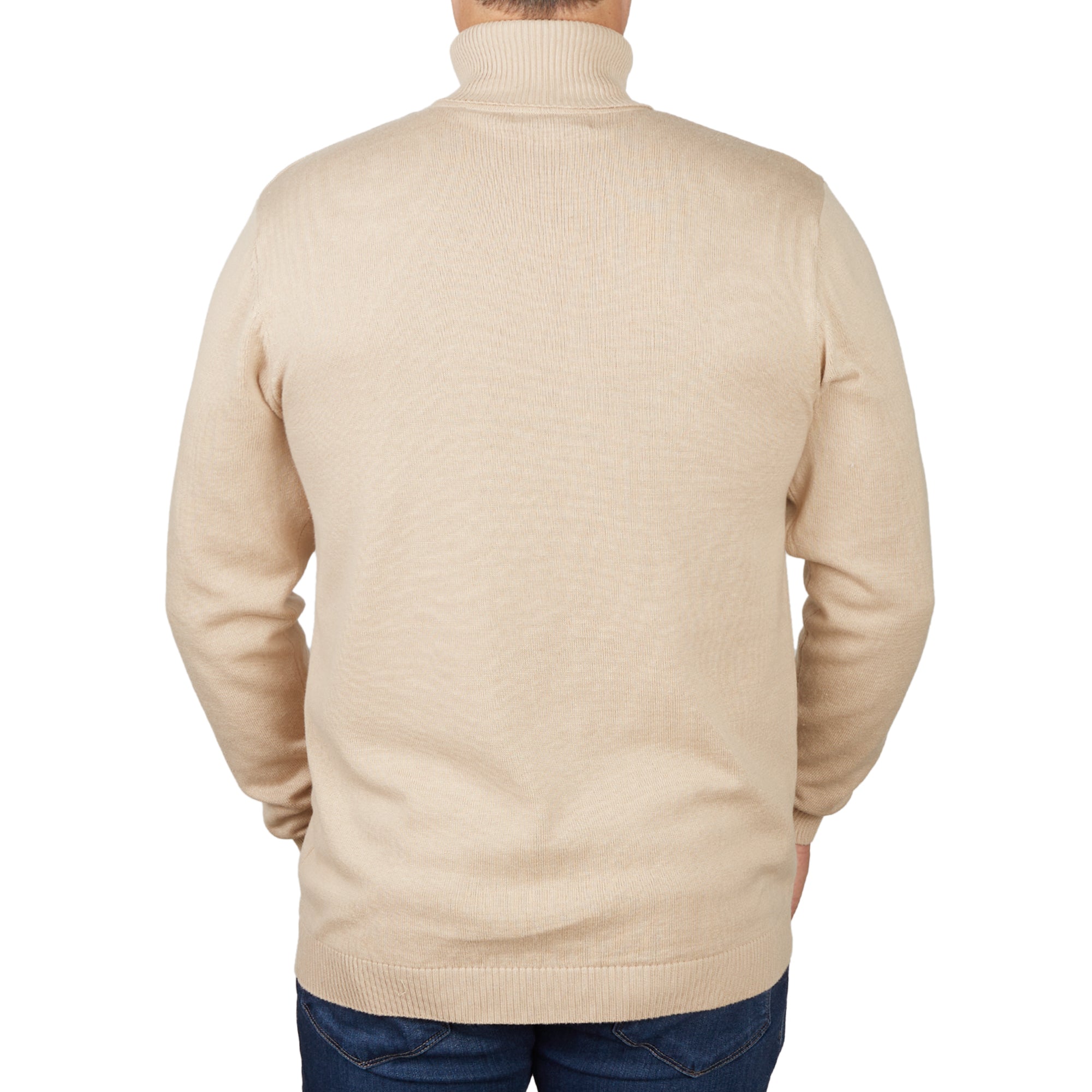 Lorenzo Franco Sand Cotton Blend Turtleneck Sweater