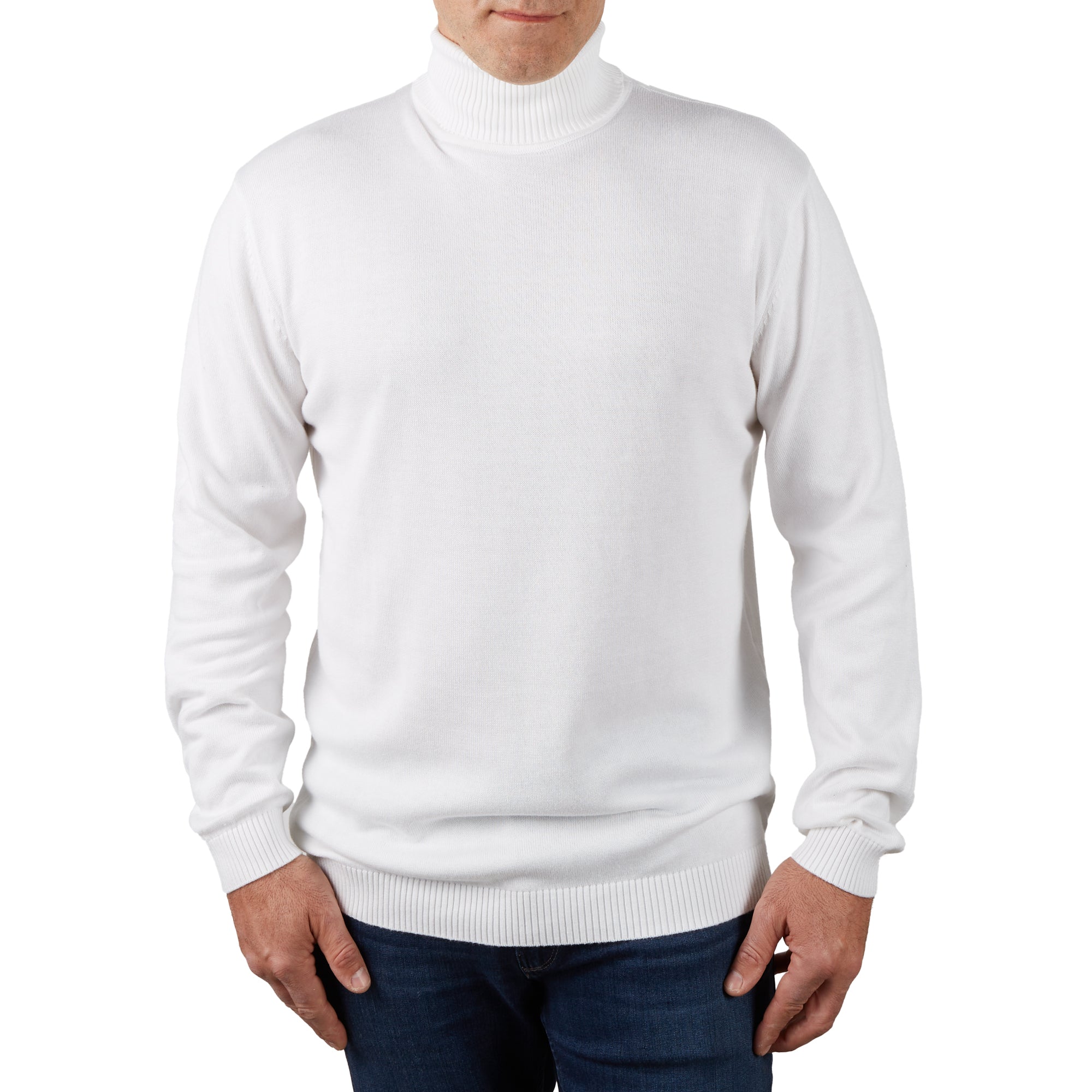 Lorenzo Franco White Cotton Blend Turtleneck Sweater