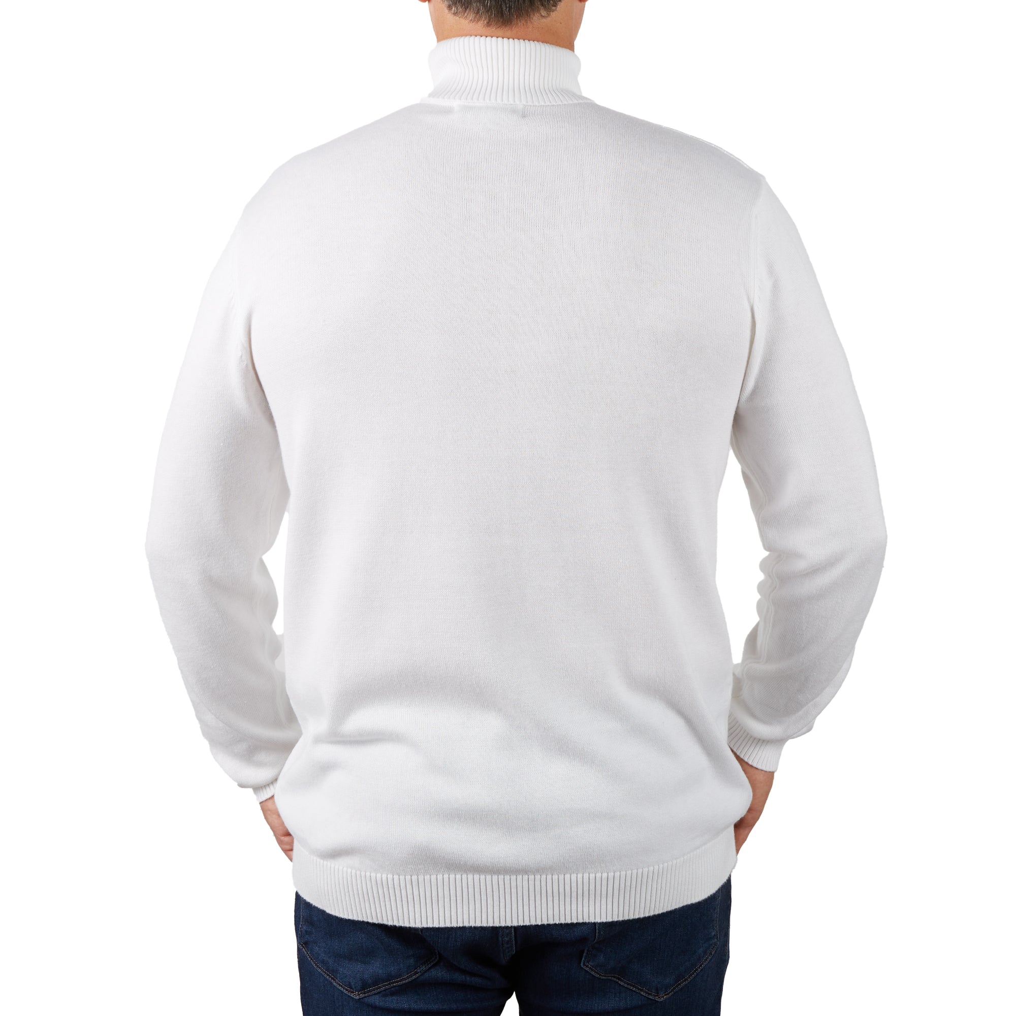 Lorenzo Franco White Cotton Blend Turtleneck Sweater