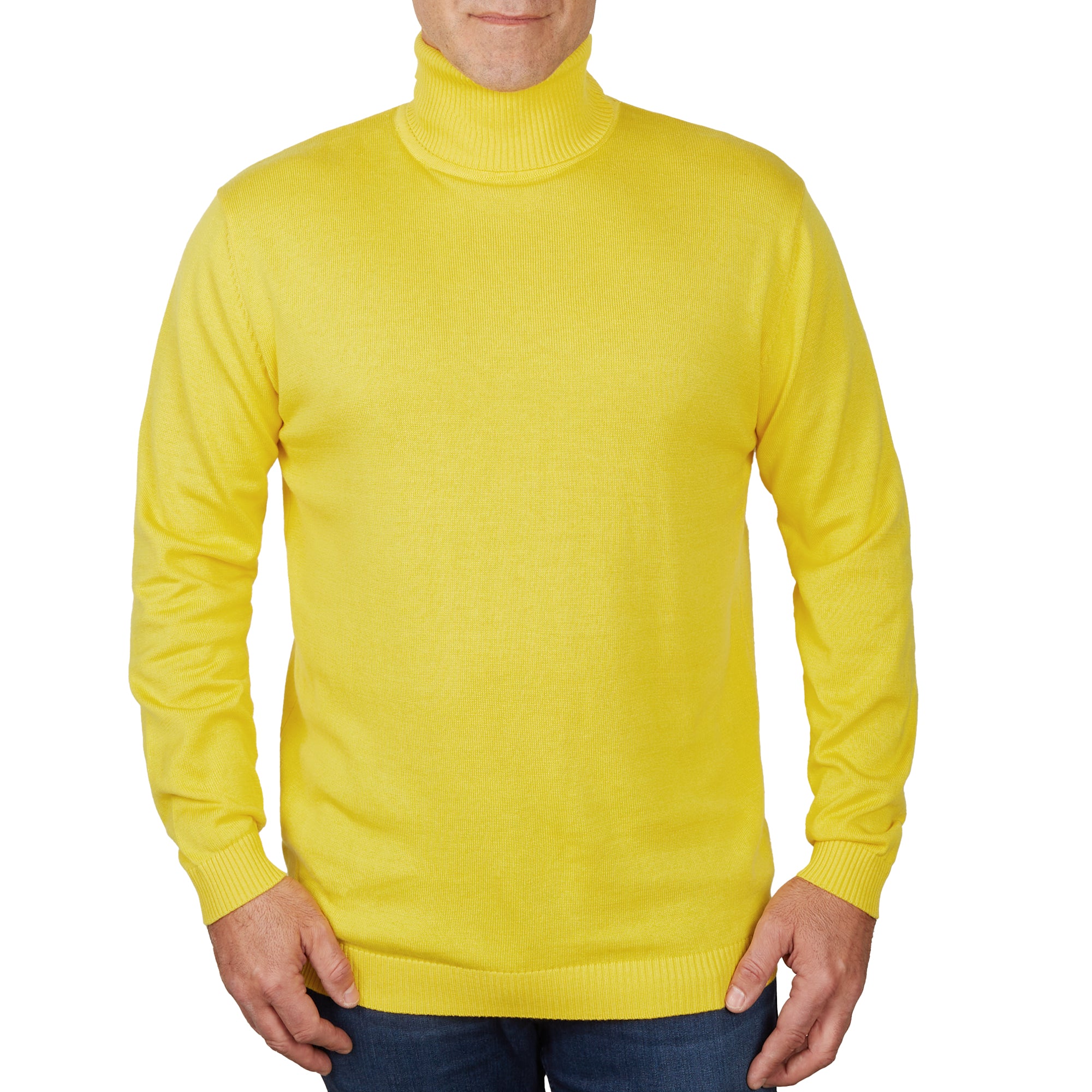 Lorenzo Franco Yellow Cotton Blend Turtleneck Sweater