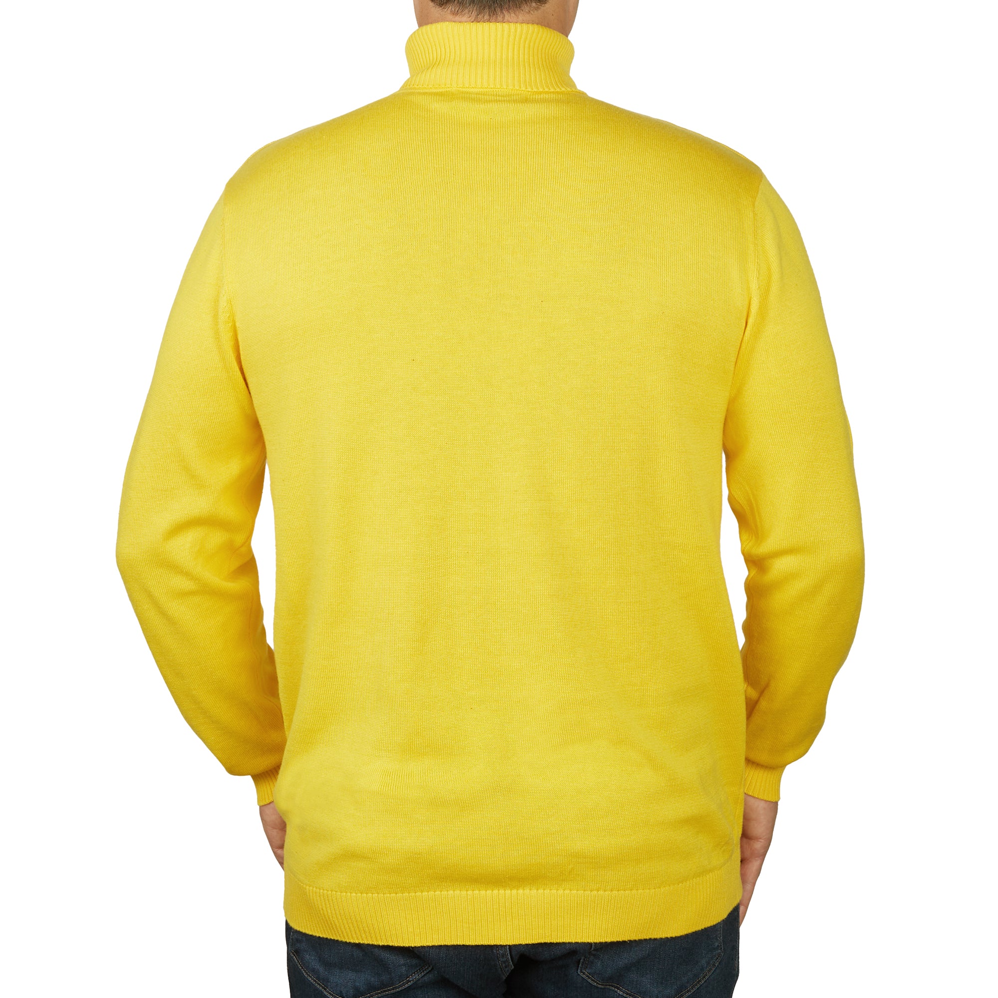 Lorenzo Franco Yellow Cotton Blend Turtleneck Sweater