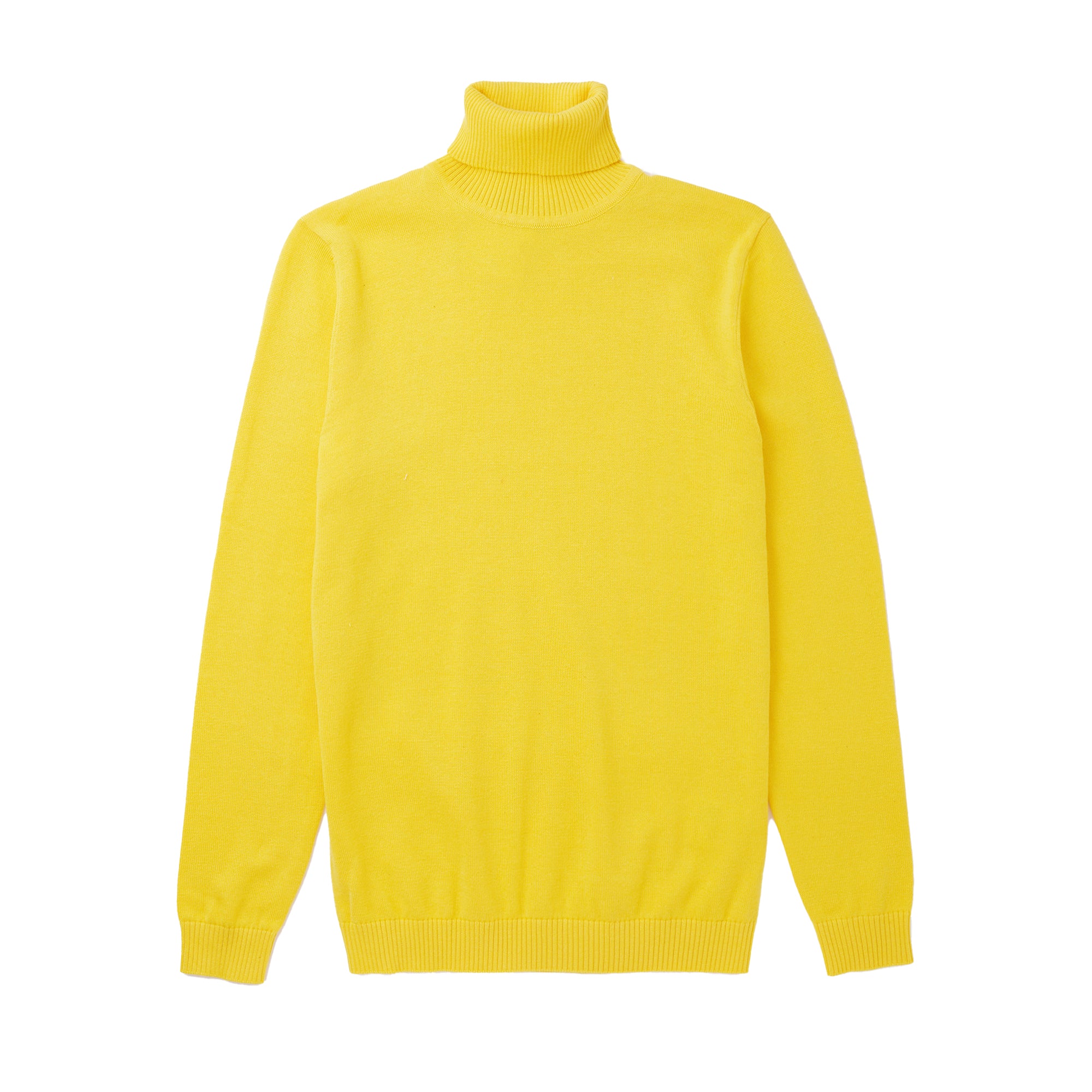 Lorenzo Franco Yellow Cotton Blend Turtleneck Sweater